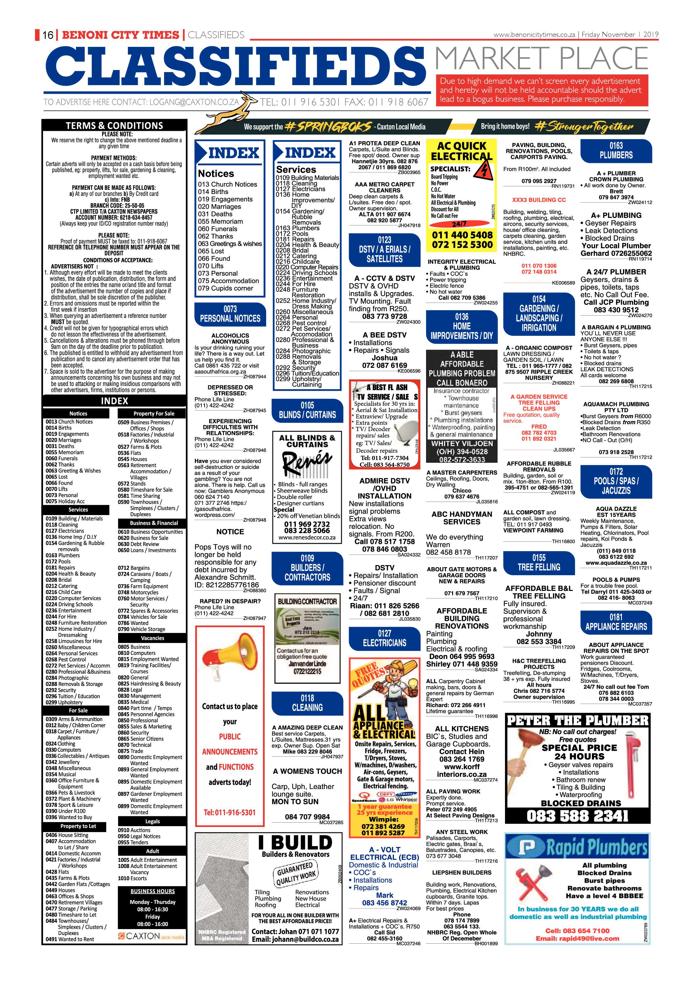 Benoni City Times 31 October 2019 page 16