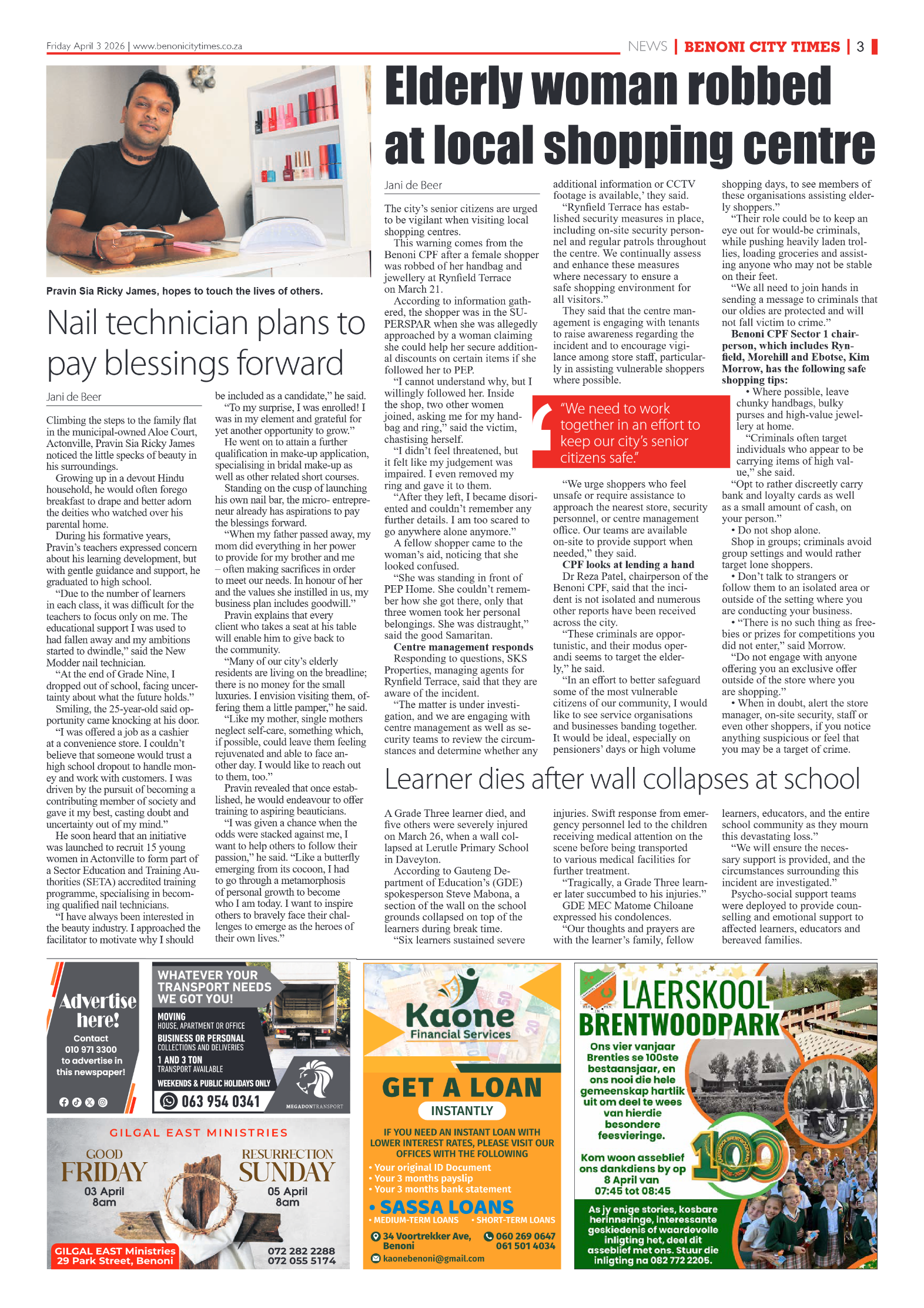 Benoni City Times 3 April 2026 page 3