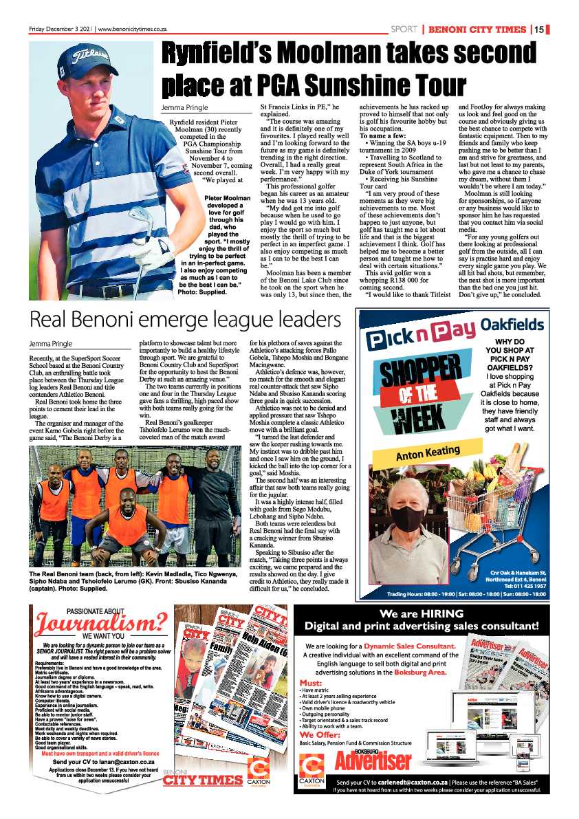 Benoni City Times 3 December 2021 page 15