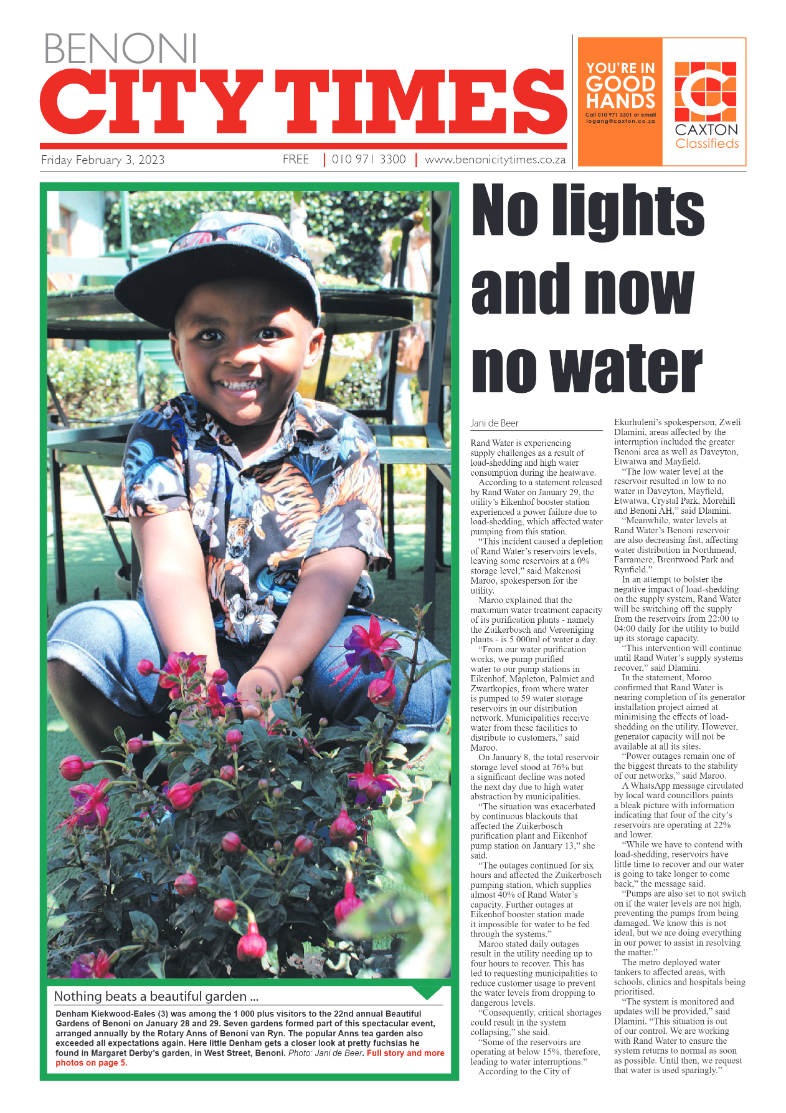 Benoni City Times 3 February 2023 page 1