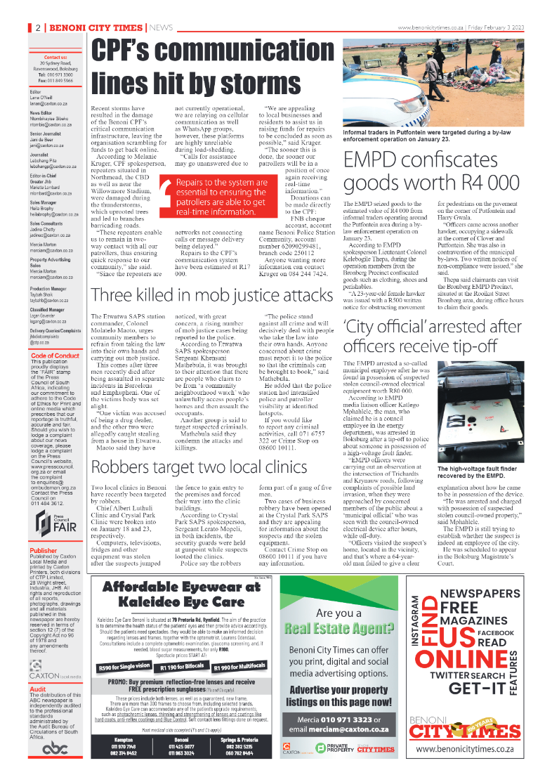 Benoni City Times 3 February 2023 page 2