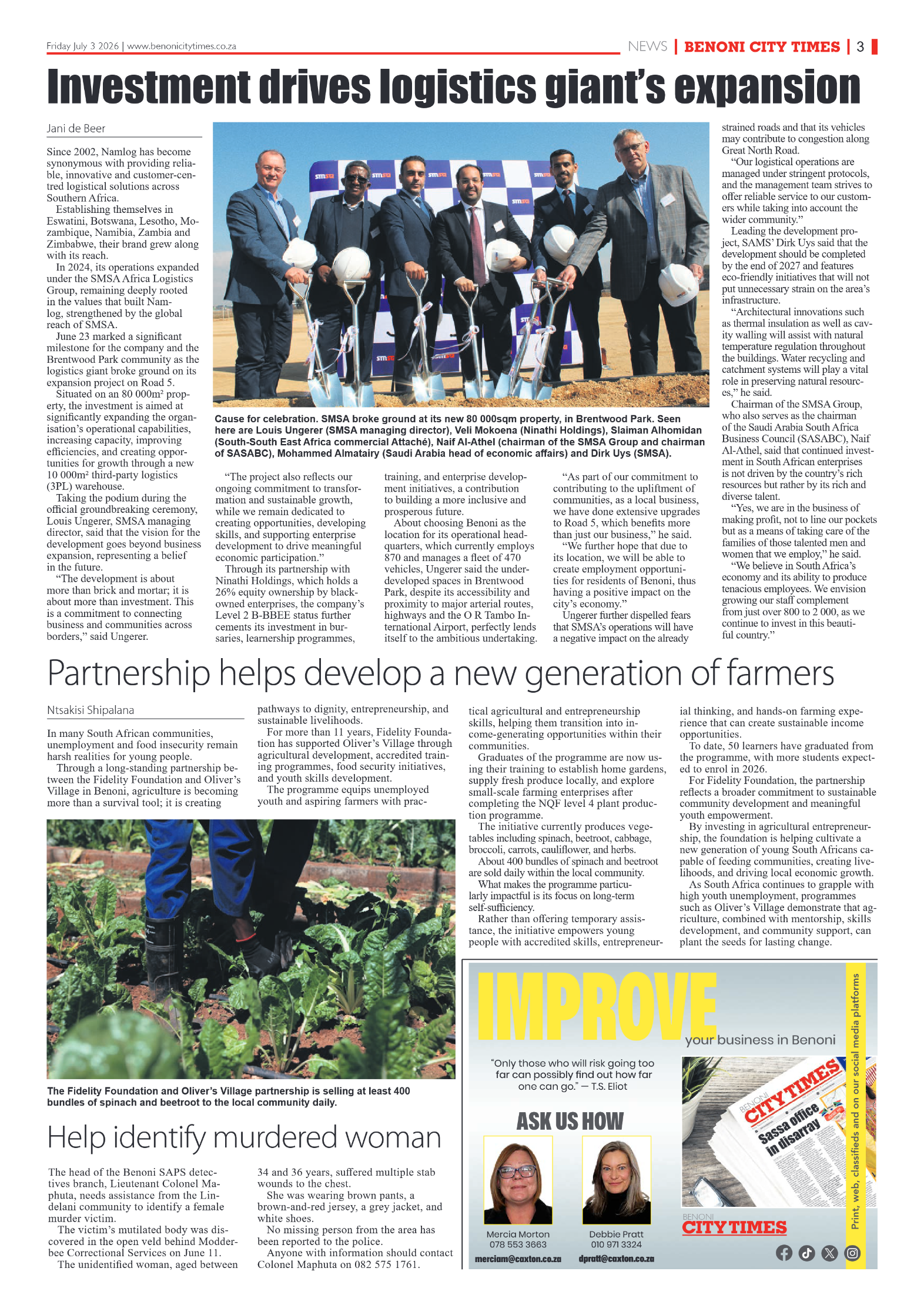 Benoni City Times 3 July 2026 page 3