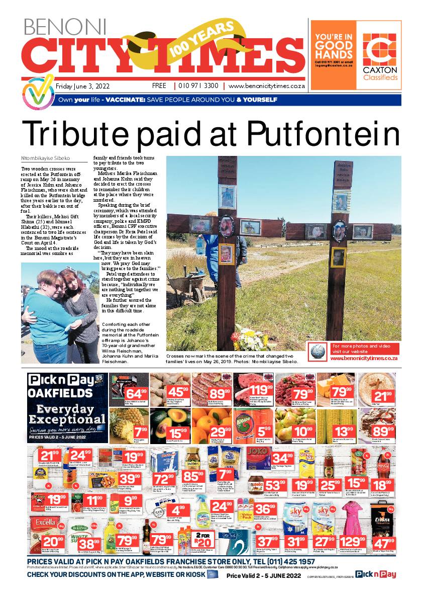 Benoni City Times 3 June 2022 page 1