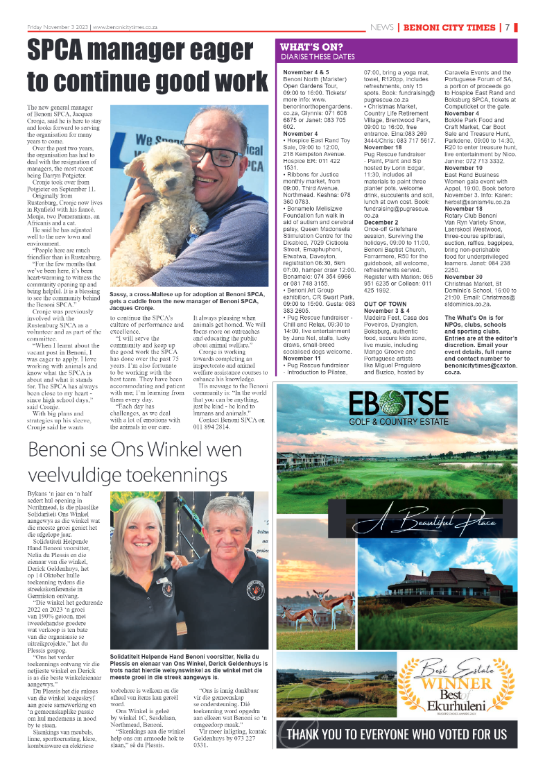 Benoni City Times 3 November 2023 page 15