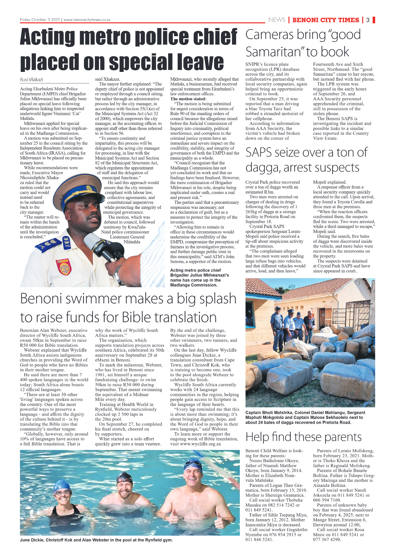 Benoni City Times 3 October 2025 page 3