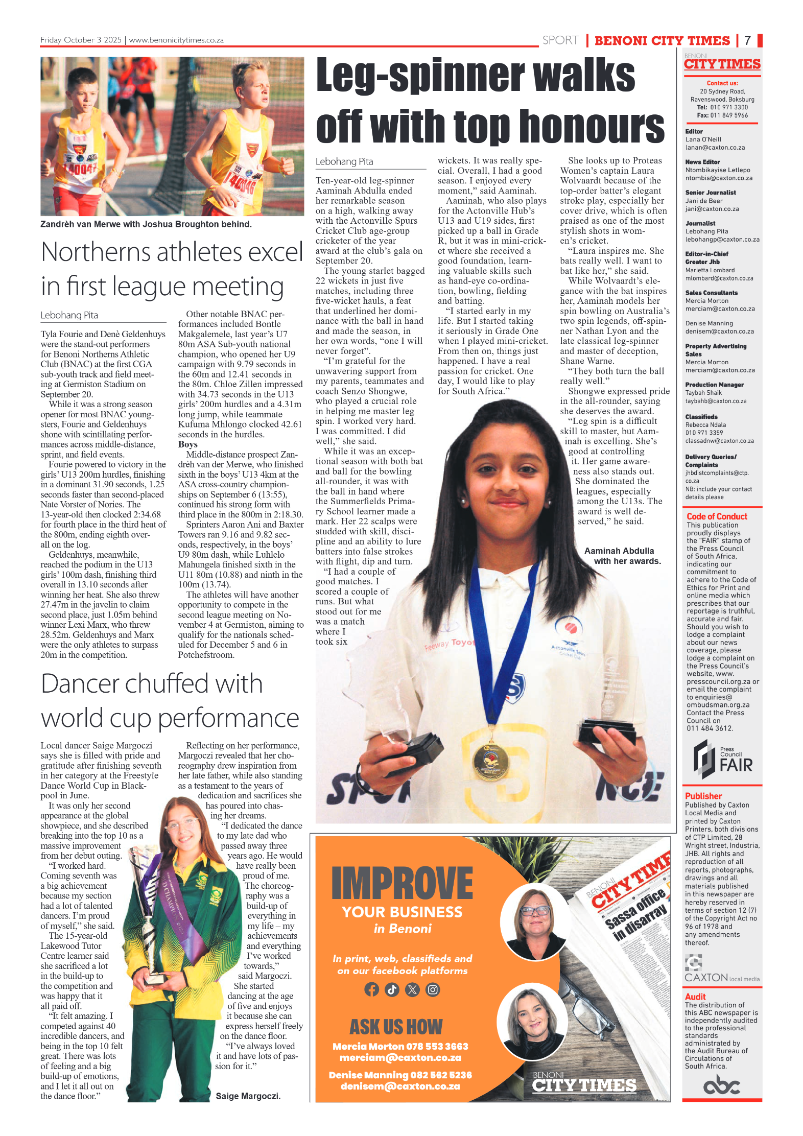 Benoni City Times 3 October 2025 page 7