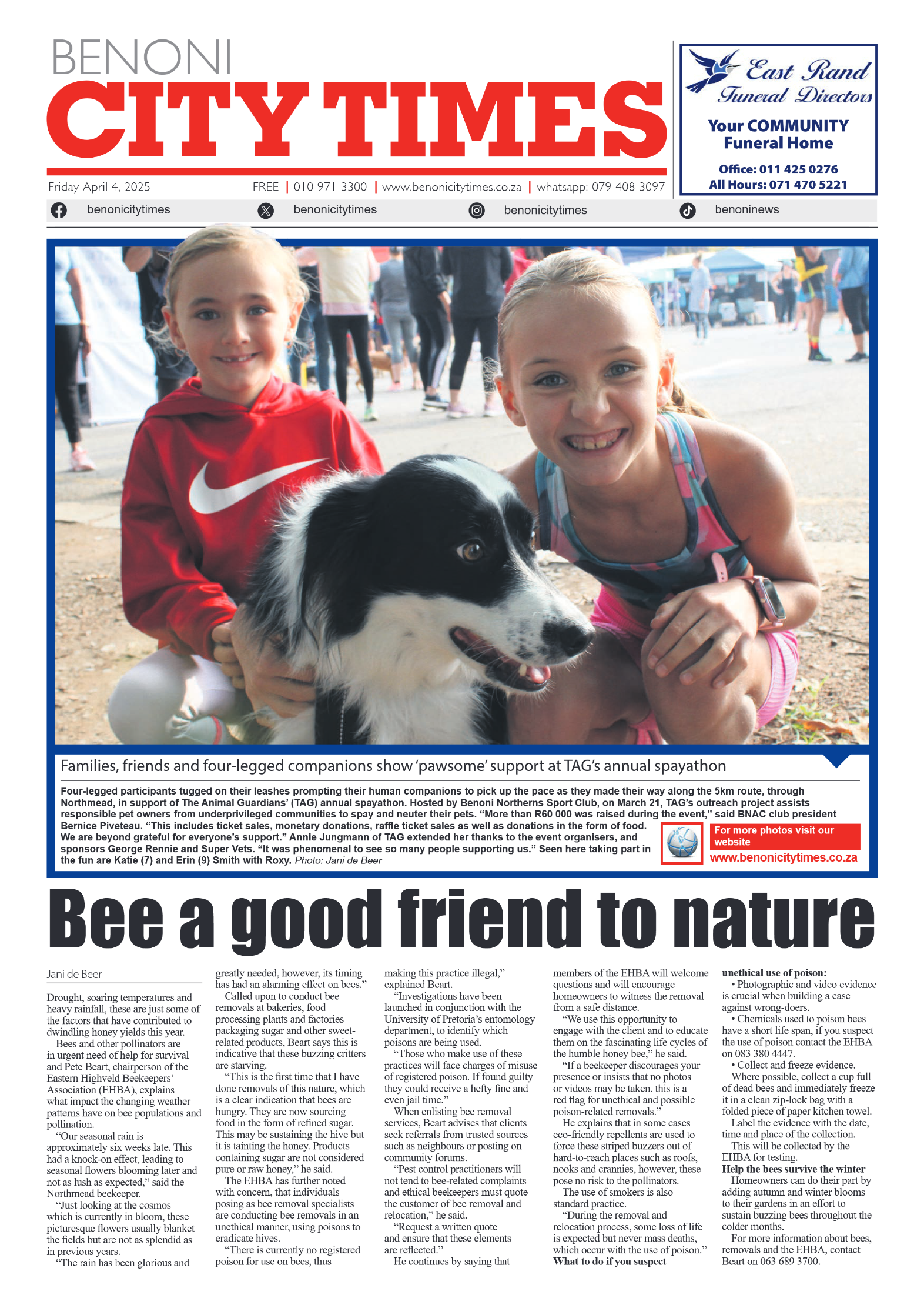 Benoni City Times 4 April 2025 page 1