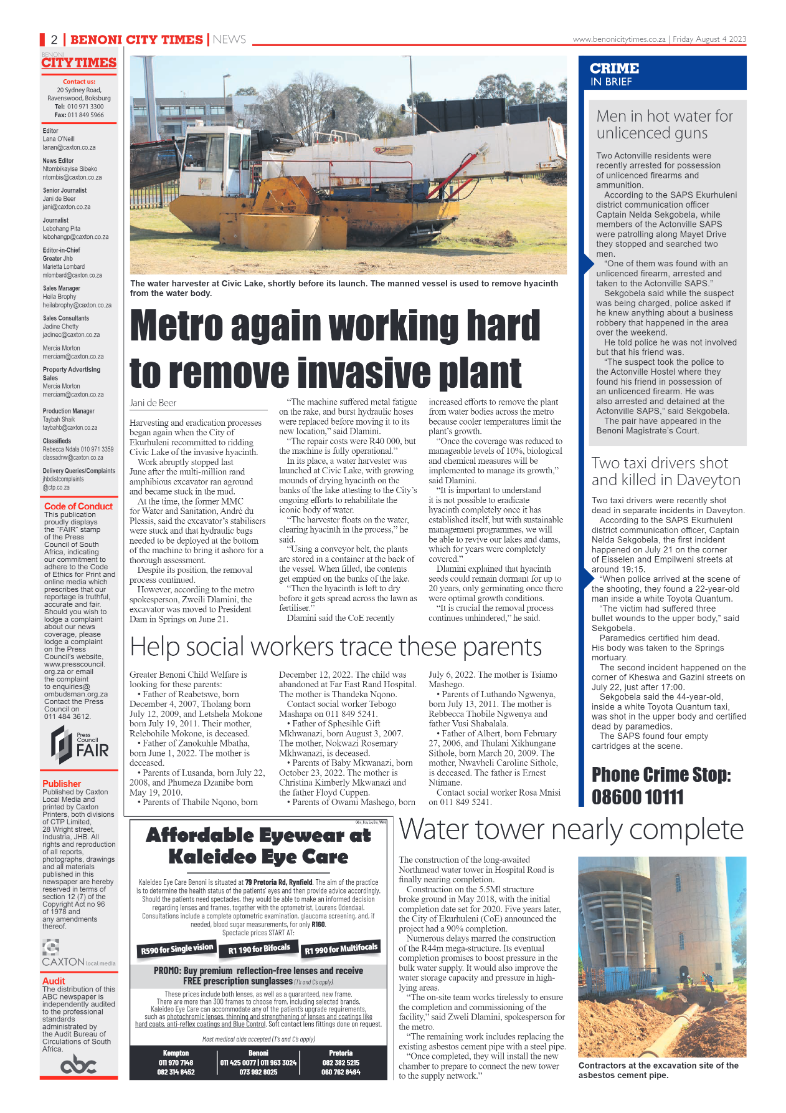 Benoni City Times 4 August 2023 page 2