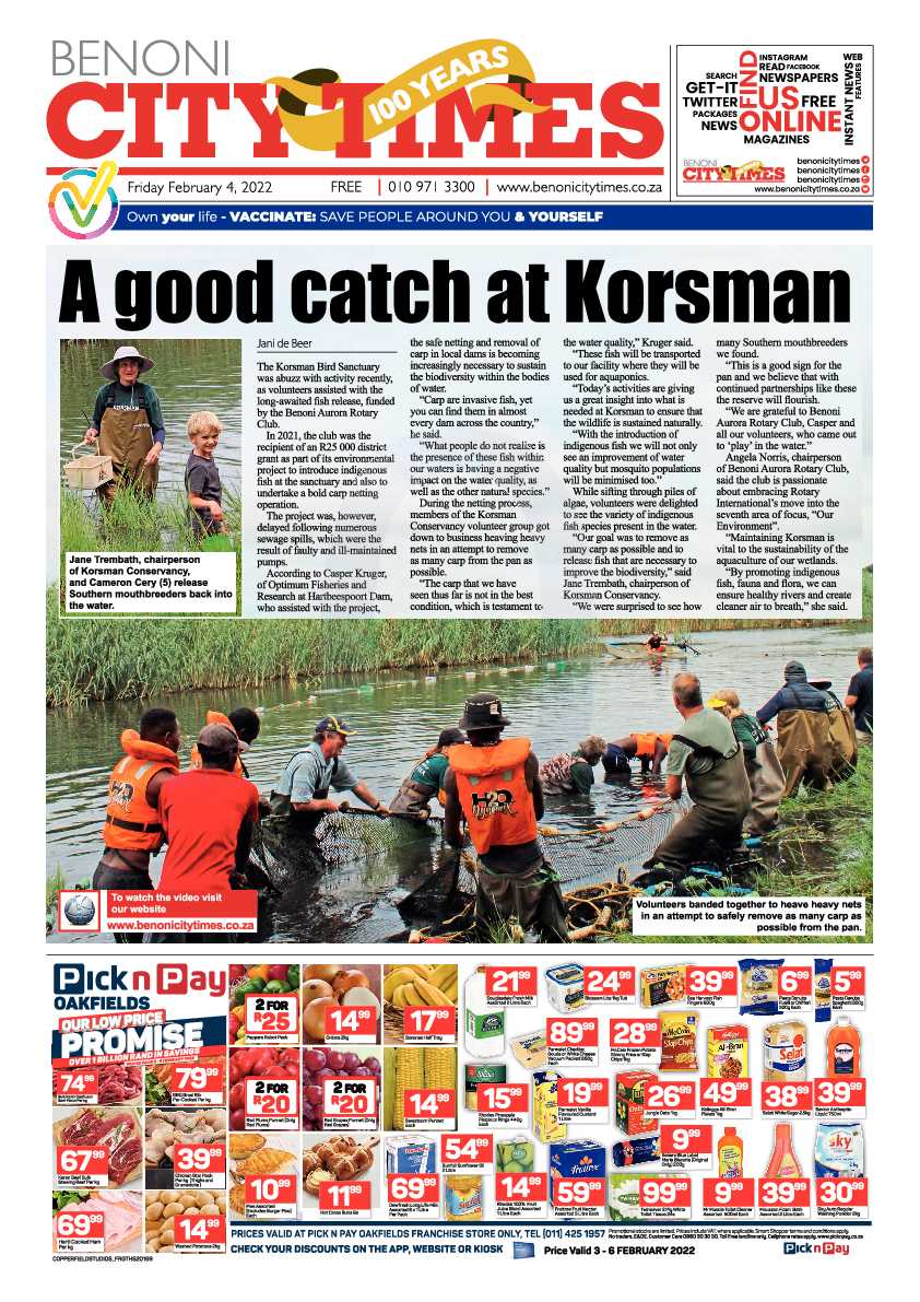 Benoni City Times 4 February 2022 page 1