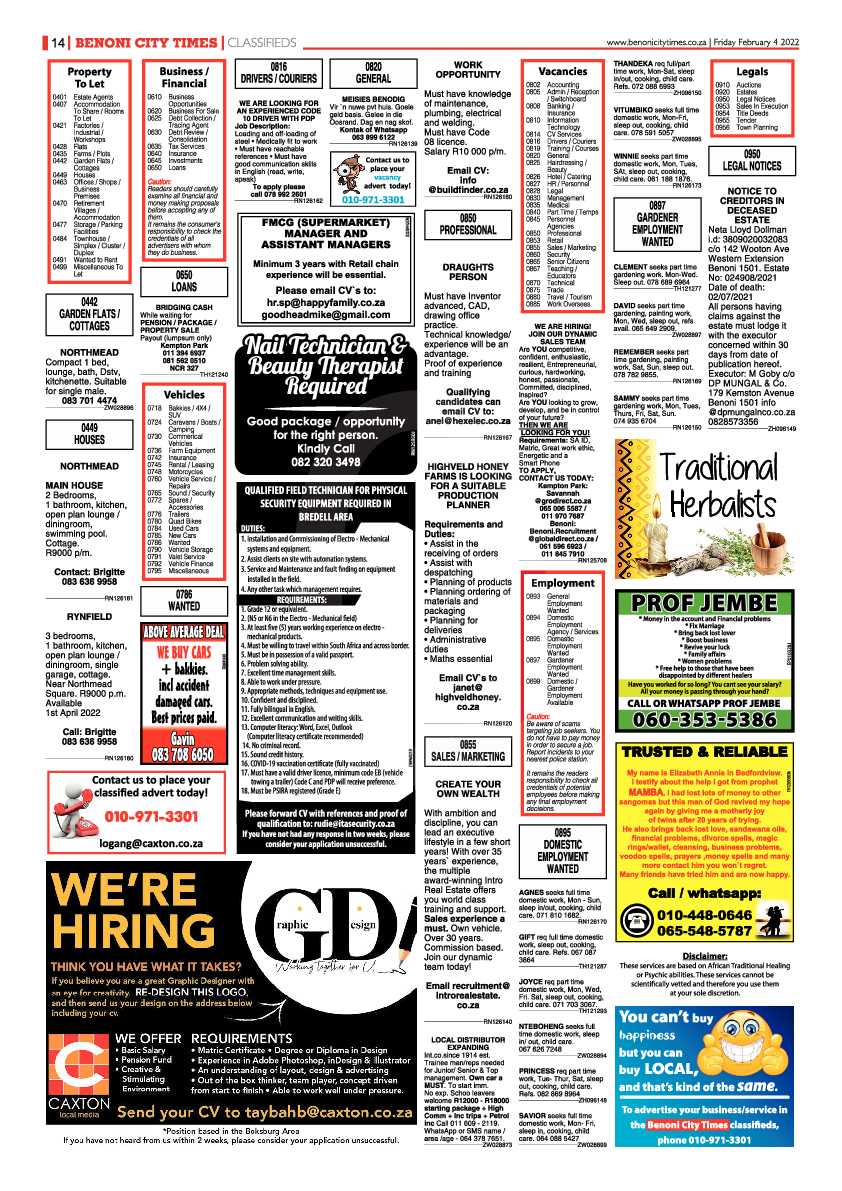 Benoni City Times 4 February 2022 page 14