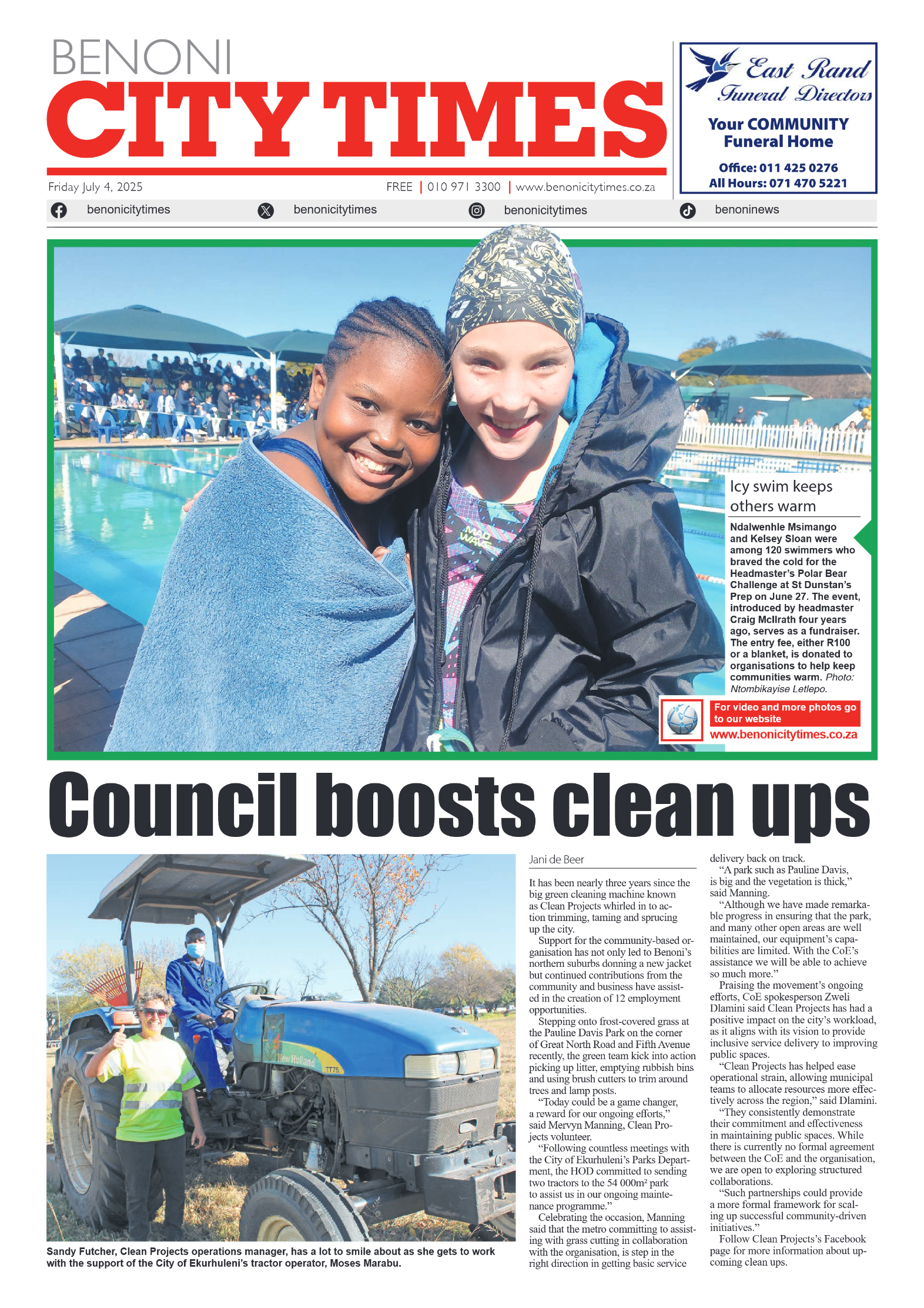 Benoni City Times 4 July 2025 page 1