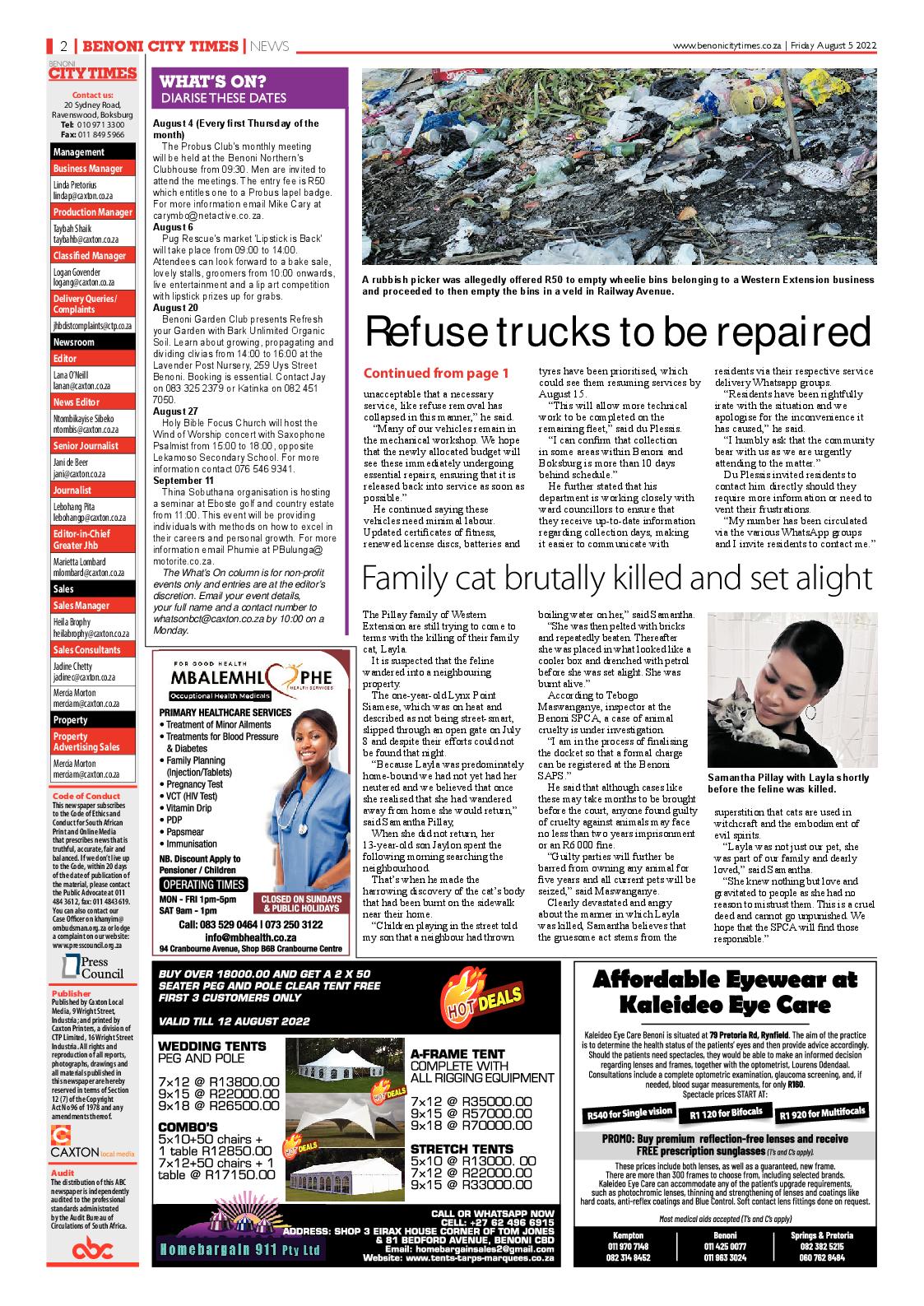 Benoni City Times 5 August 2022 page 2