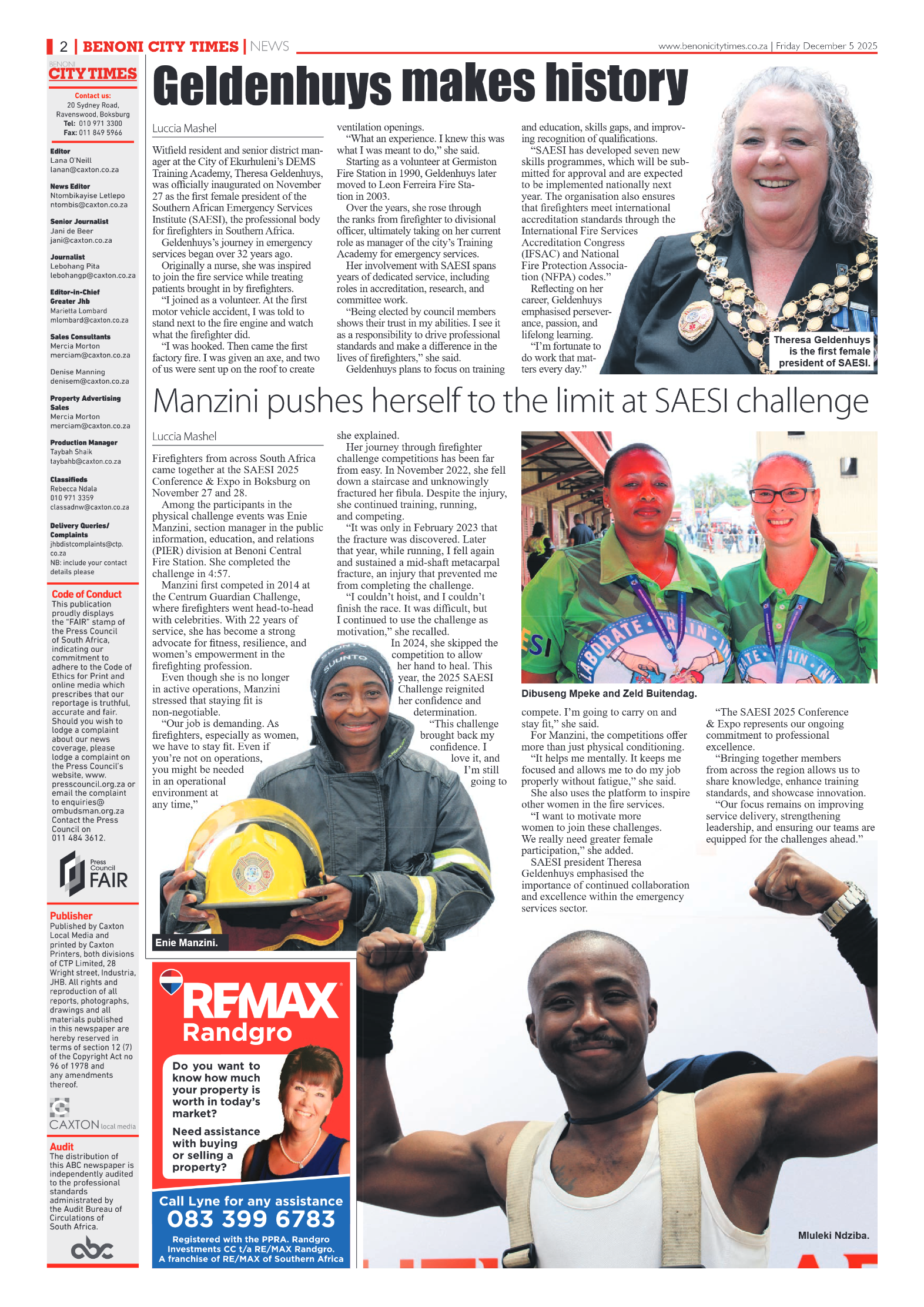 Benoni City Times 5 December 2025 page 2