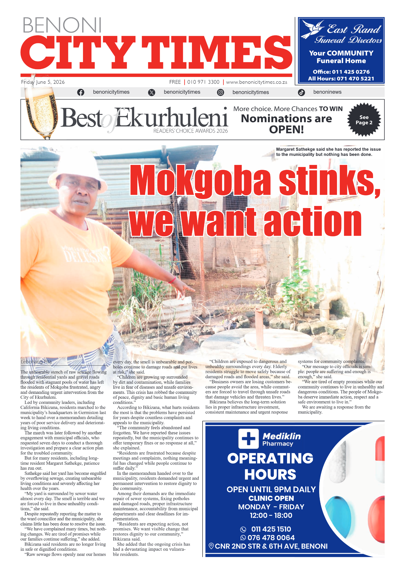 Benoni City Times 5 June 2026 page 1