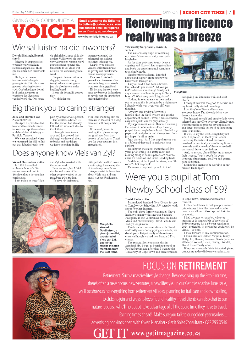 Benoni City Times 5 May 2023 page 7