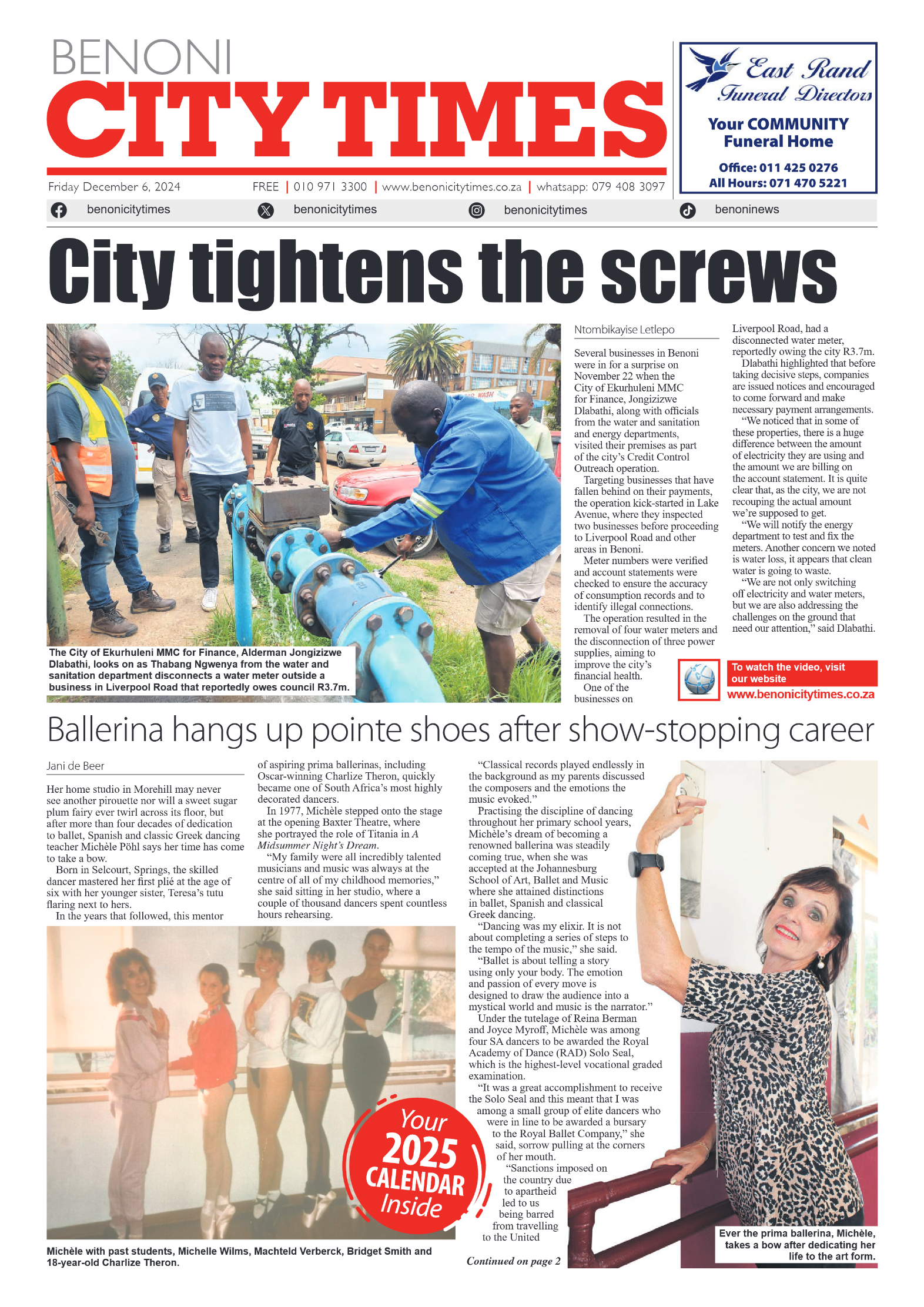 Benoni City Times 6 December 2024 page 1