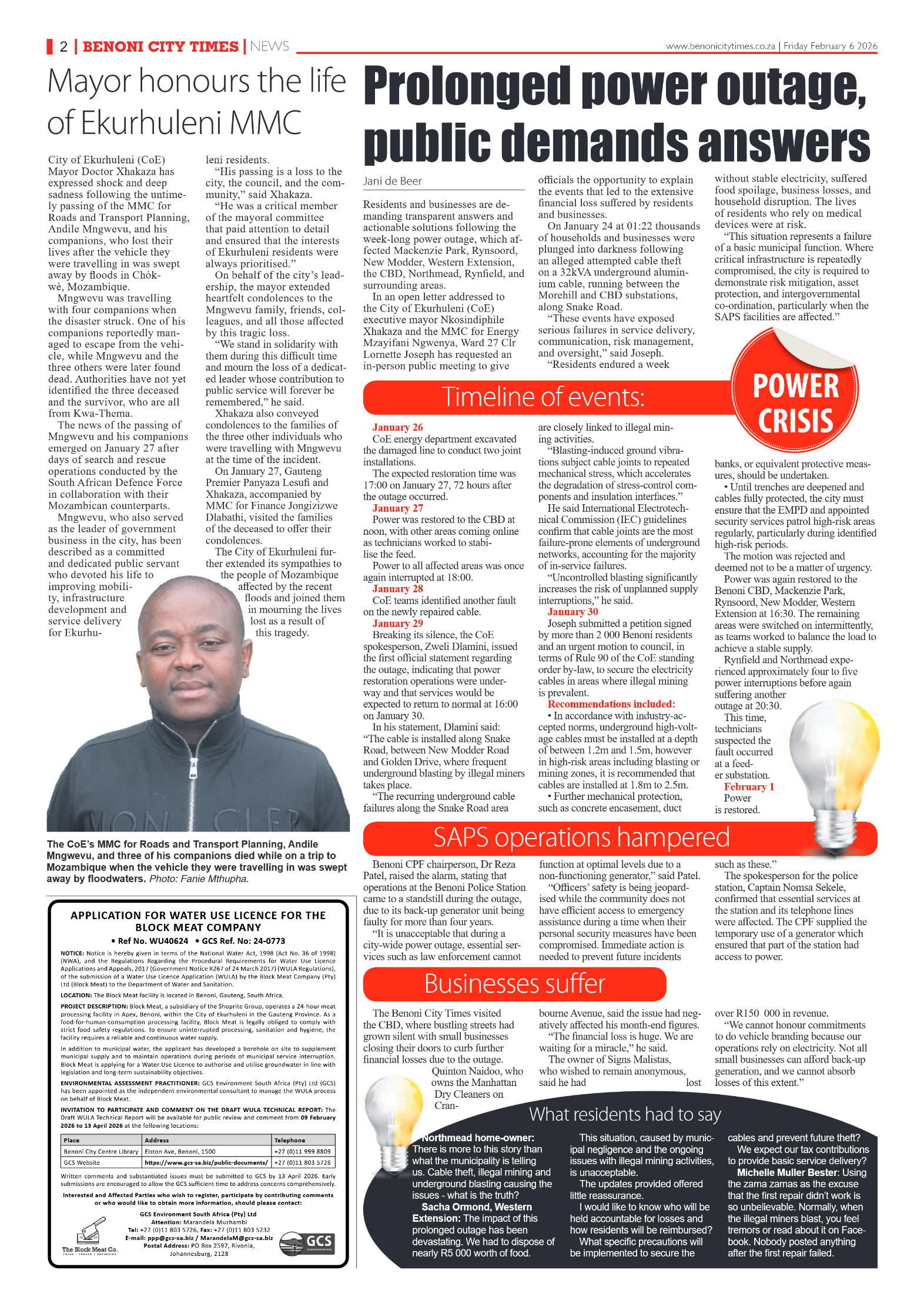 Benoni City Times 6 February 2026 page 2