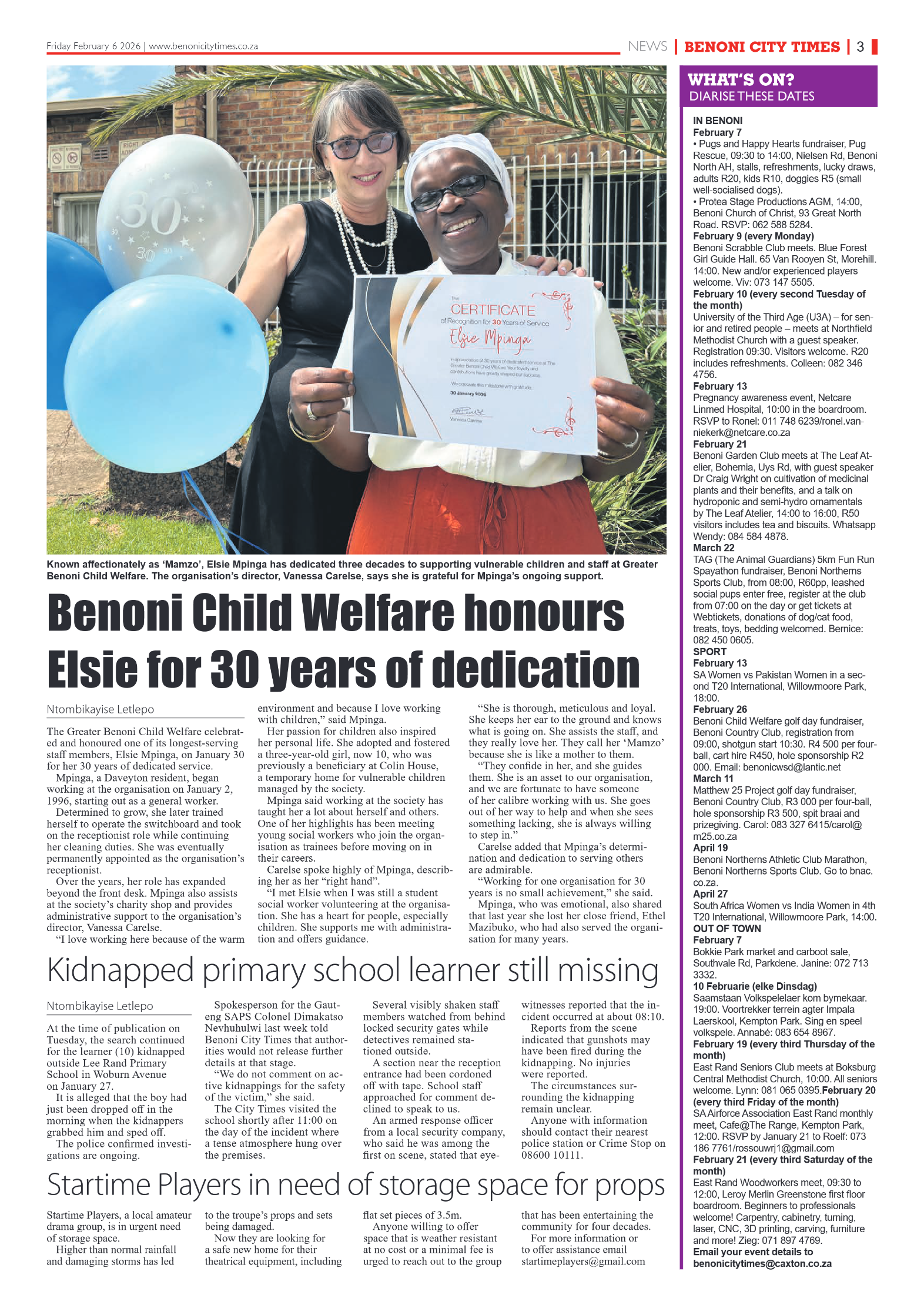 Benoni City Times 6 February 2026 page 3