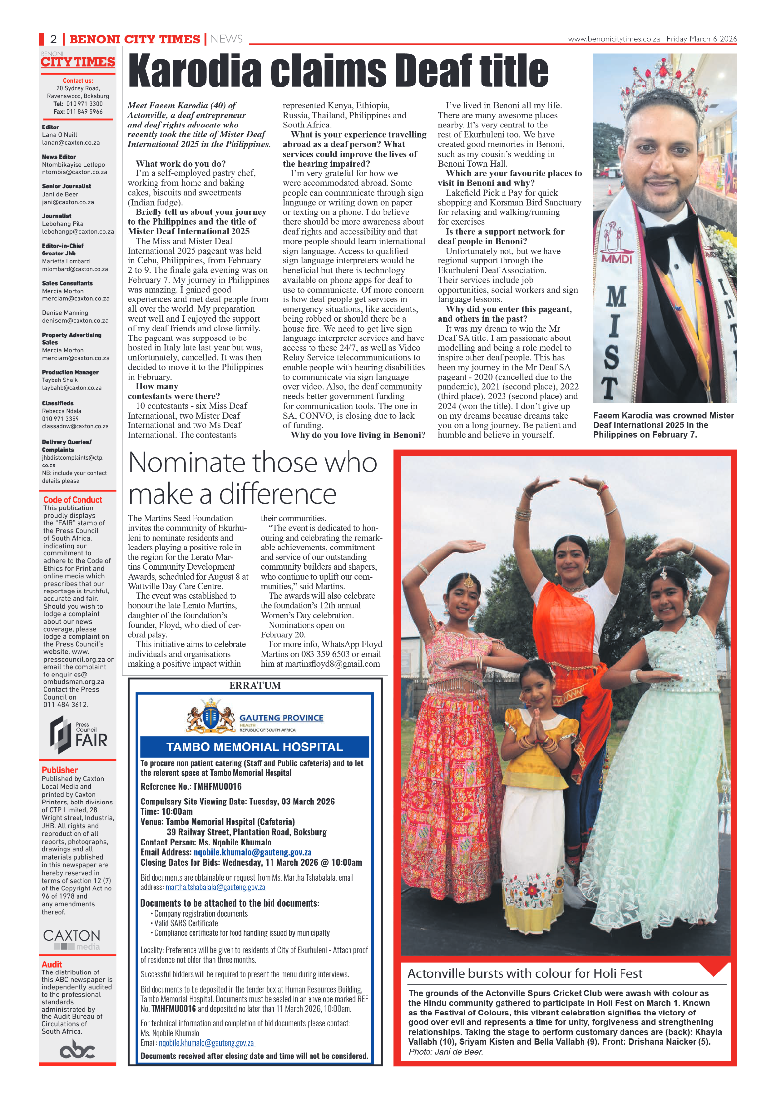 Benoni City Times 6 March 2026 page 2