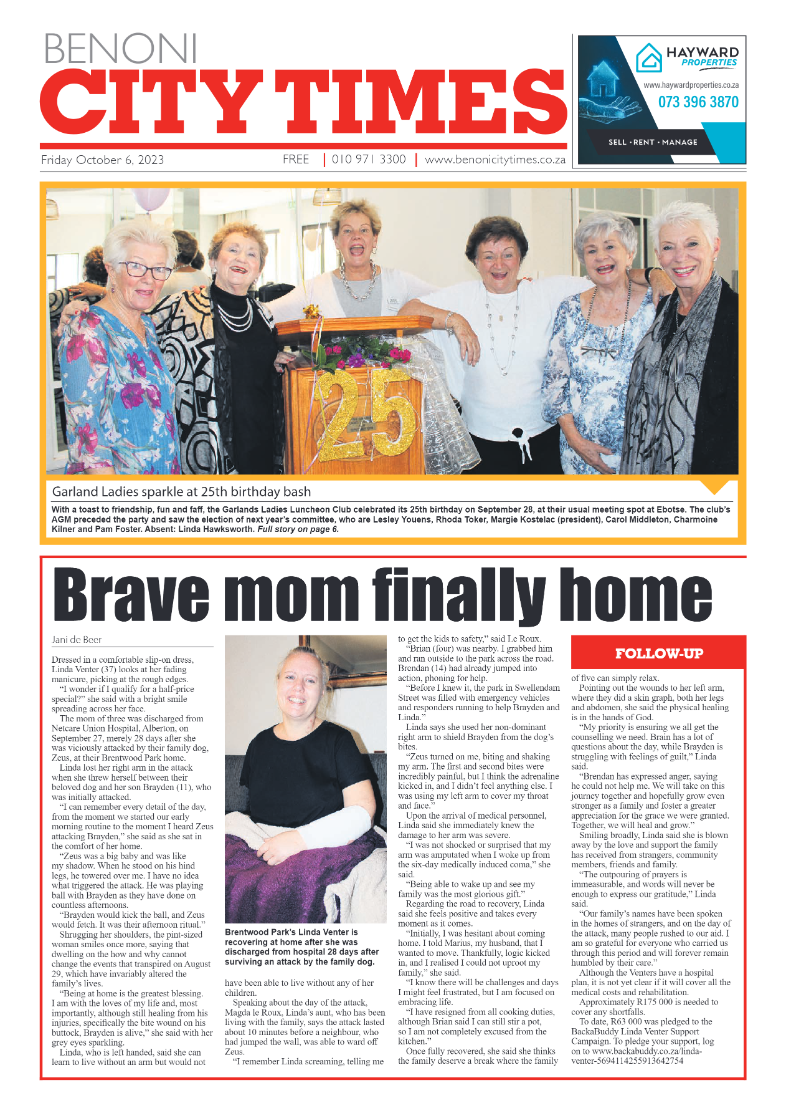 Benoni City Times 6 October 2023 page 1