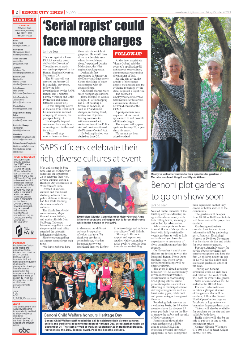 Benoni City Times 6 October 2023 page 2