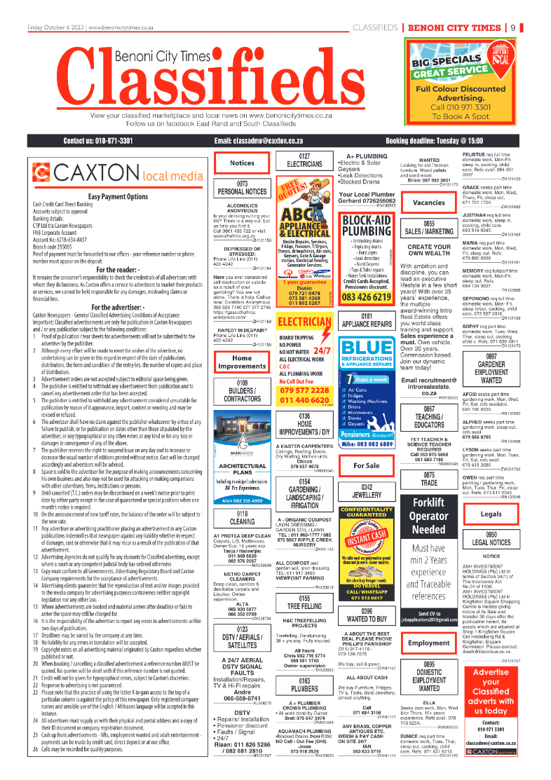 Benoni City Times 6 October 2023 page 9