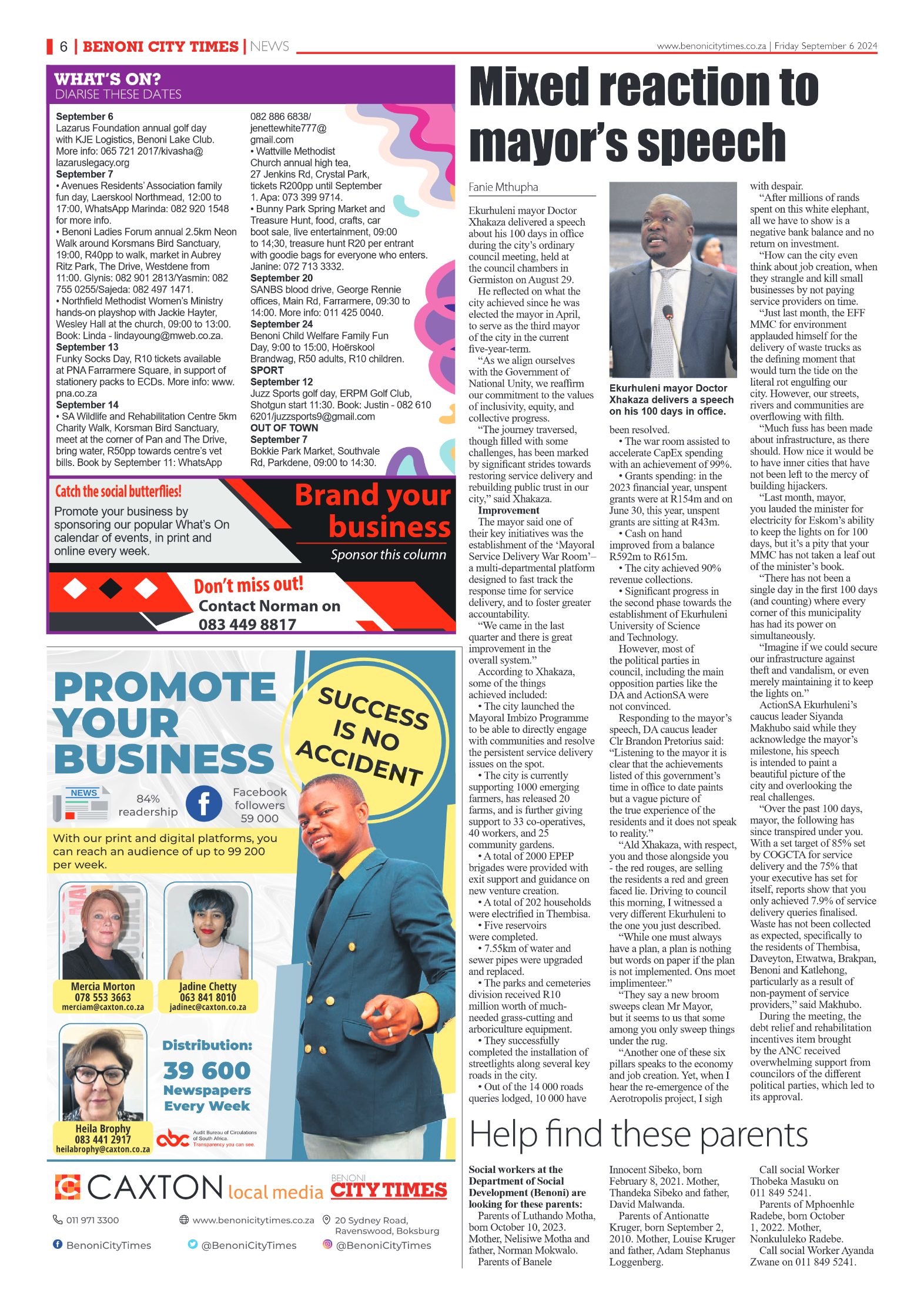 Benoni City Times 6 September 2024 page 6