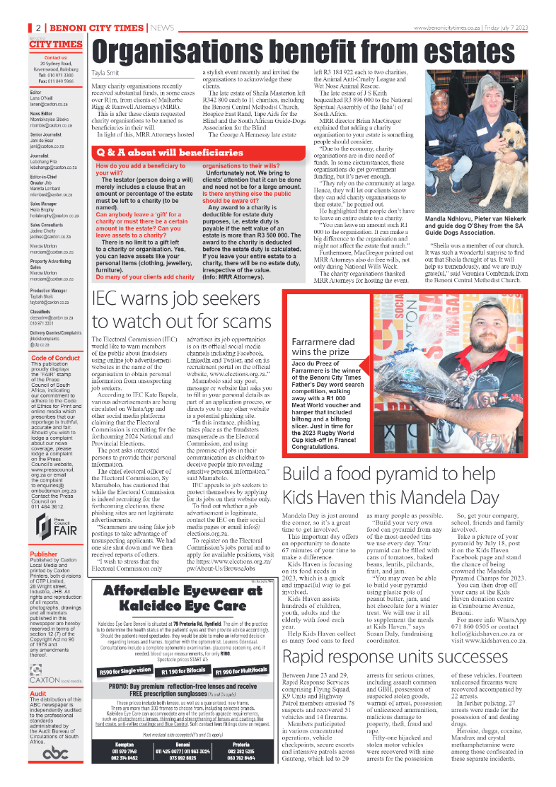 Benoni City Times 7 July  2023 page 2