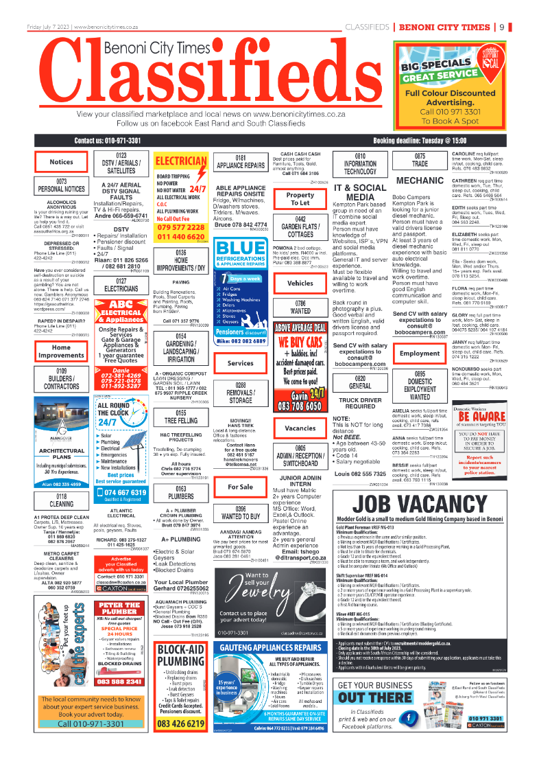 Benoni City Times 7 July  2023 page 9