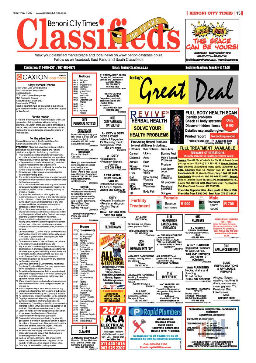 Benoni City Times 7 May 2021 page 13