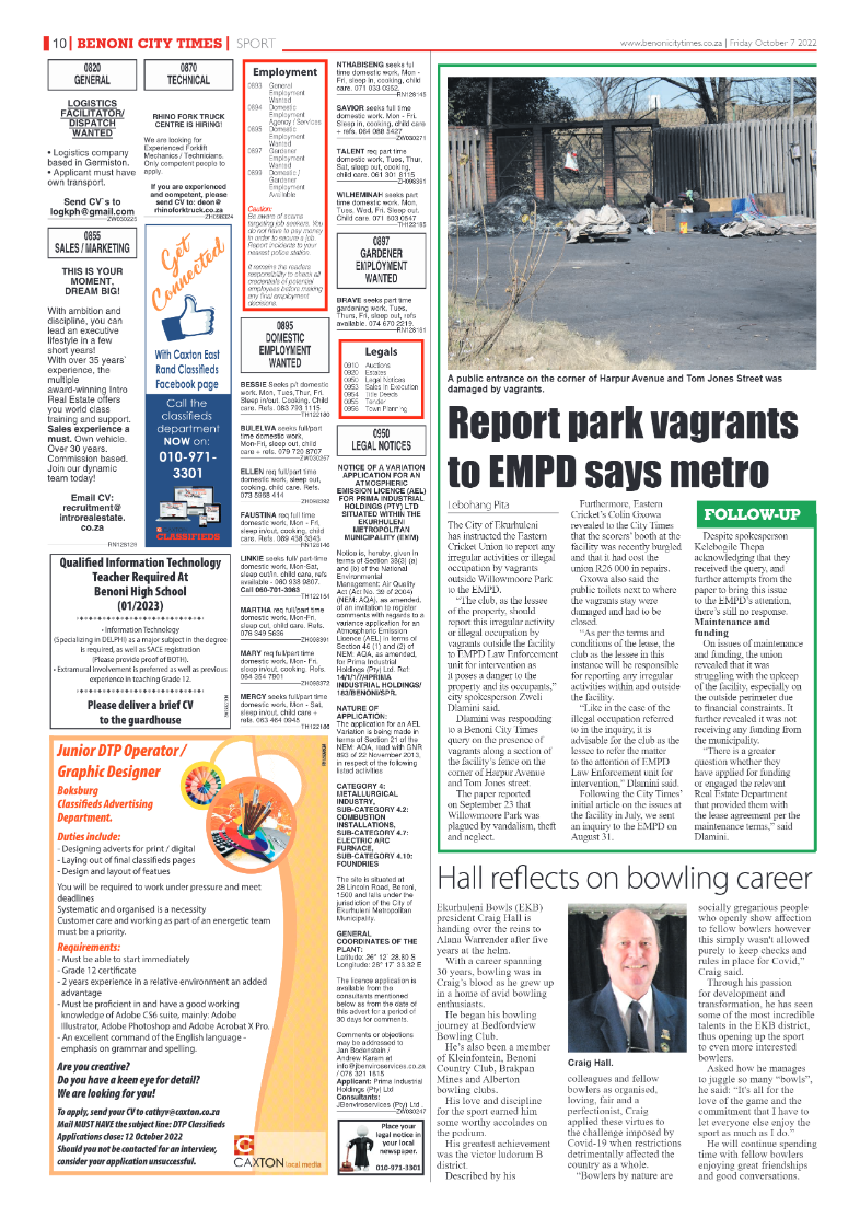 Benoni City Times 7 October 2022 page 10