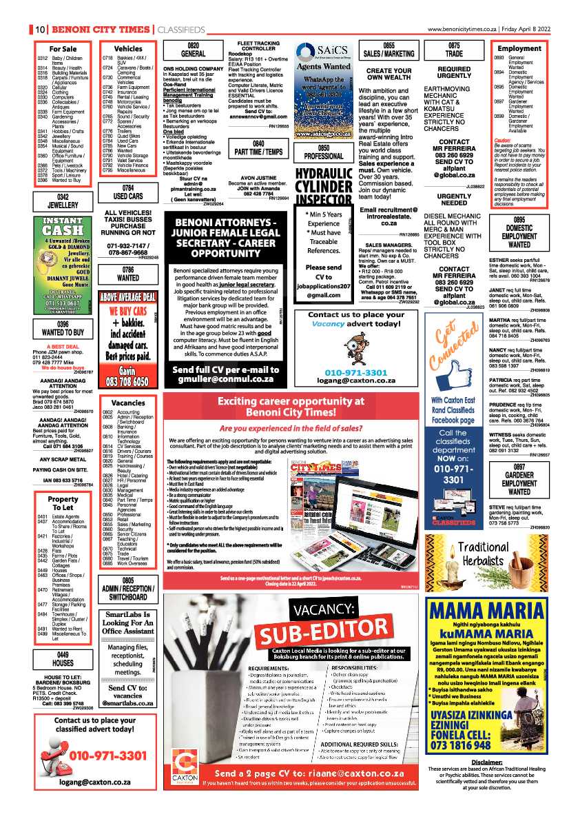 Benoni City Times 8 April 2022 page 10