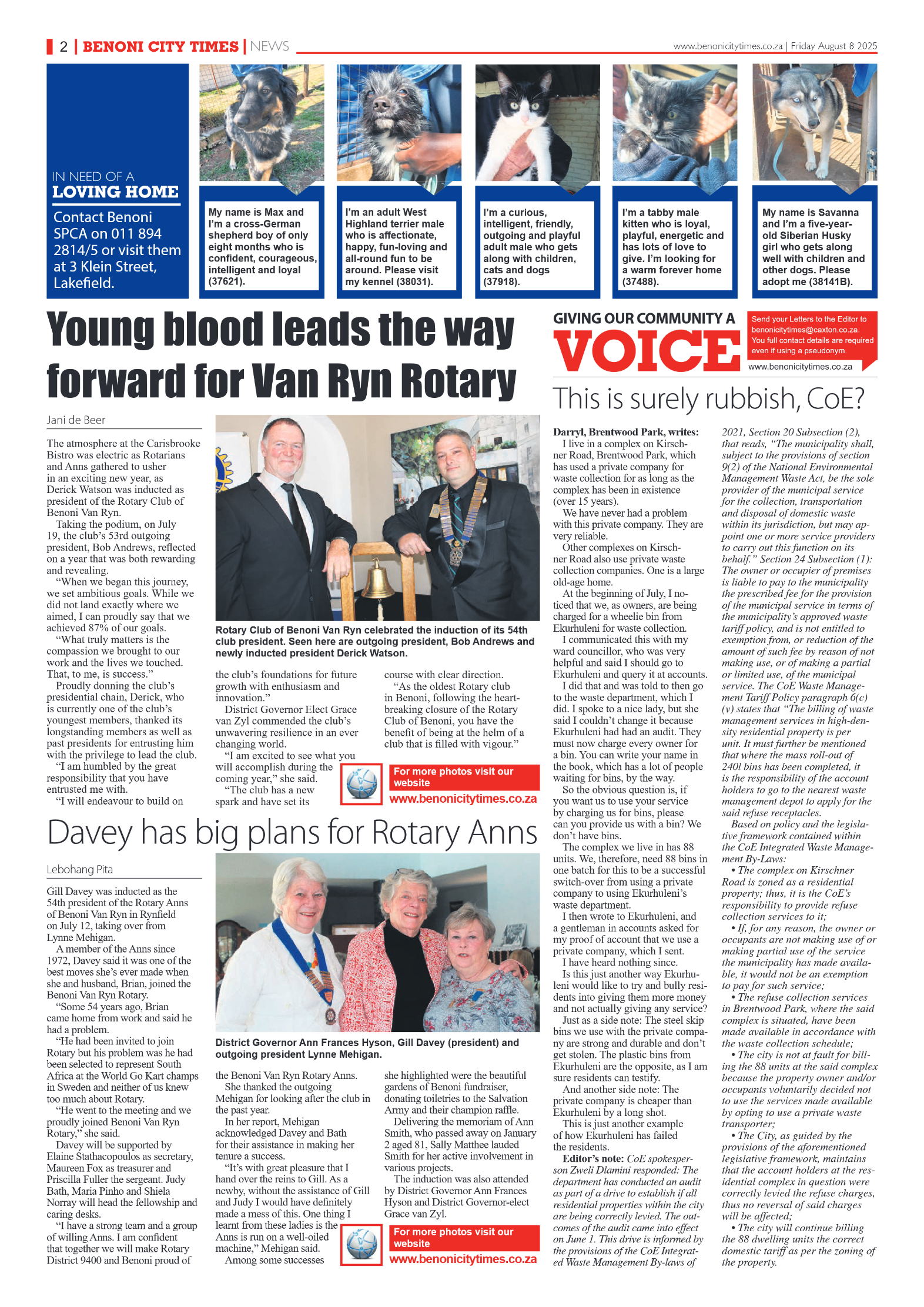 Benoni City Times 8 August 2025 page 2