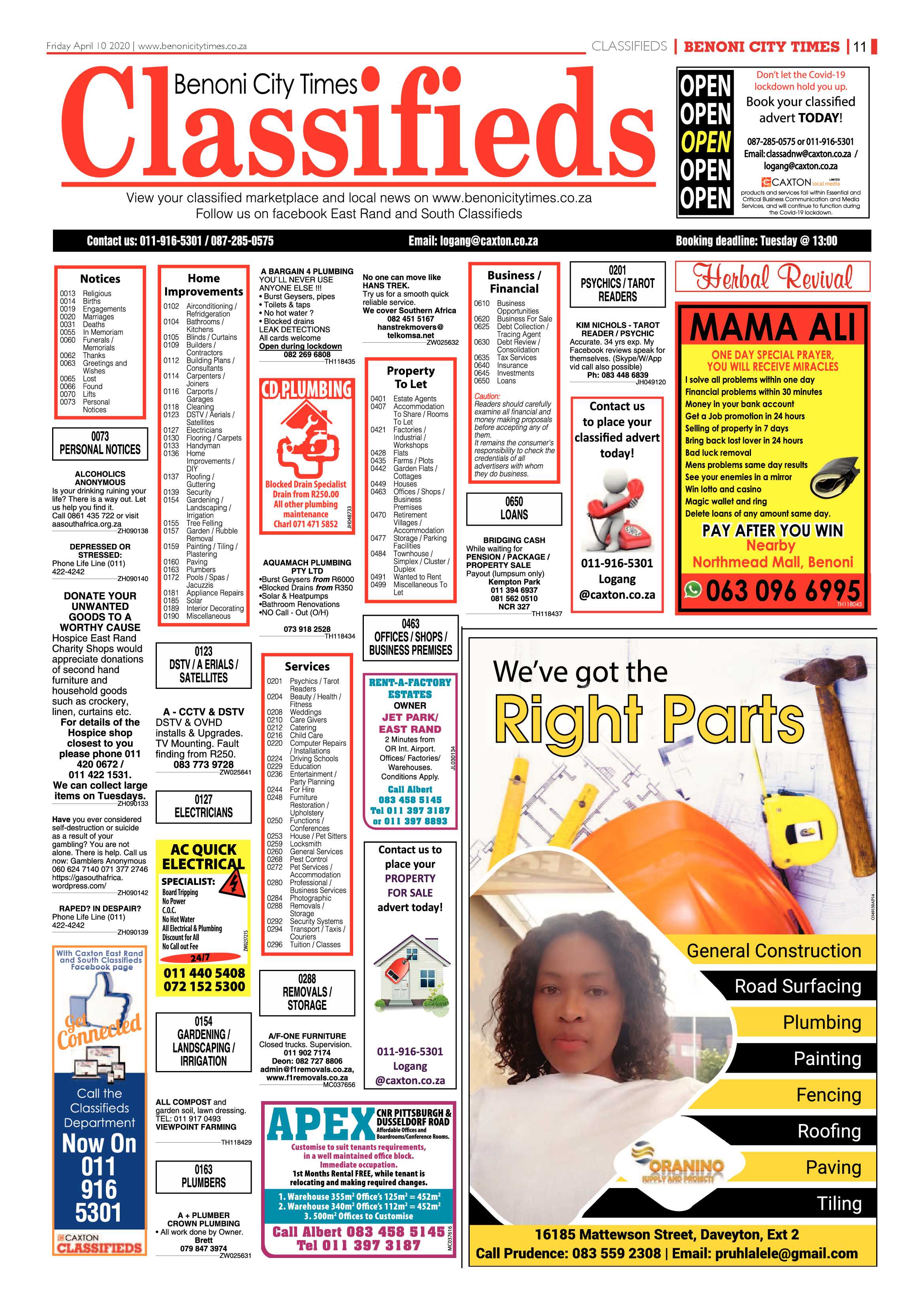 Benoni City Times 9 April 2020 page 11