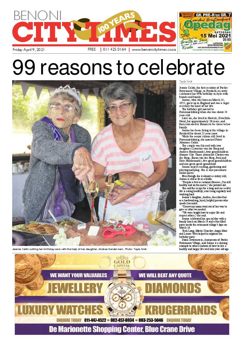 Benoni City Times 9 April 2021 page 1