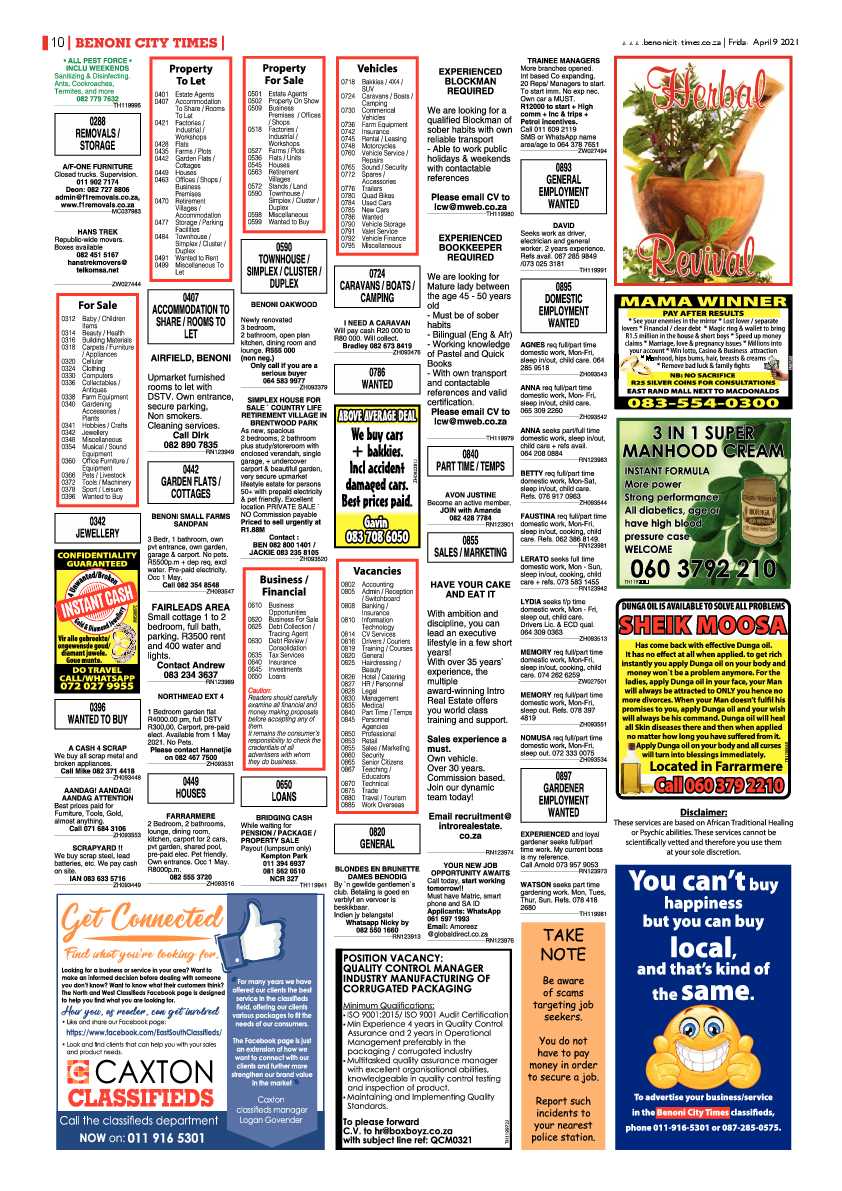 Benoni City Times 9 April 2021 page 10