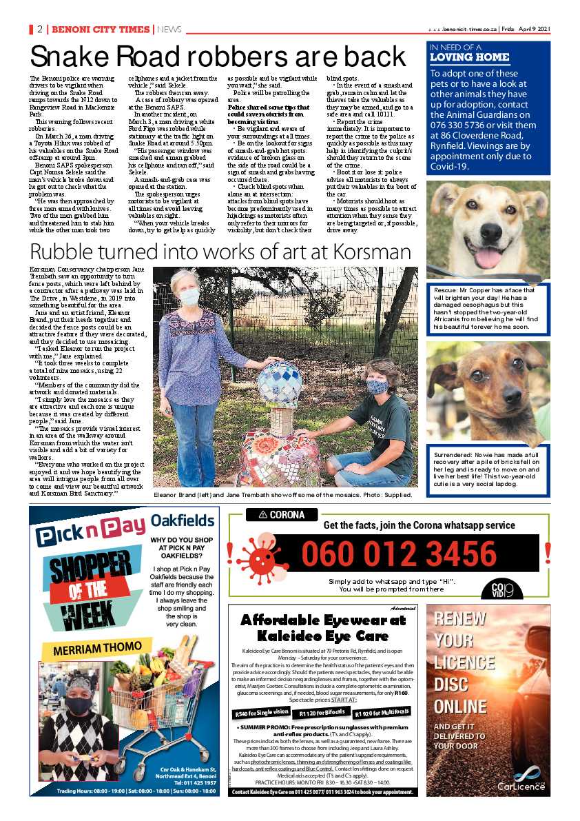 Benoni City Times 9 April 2021 page 2