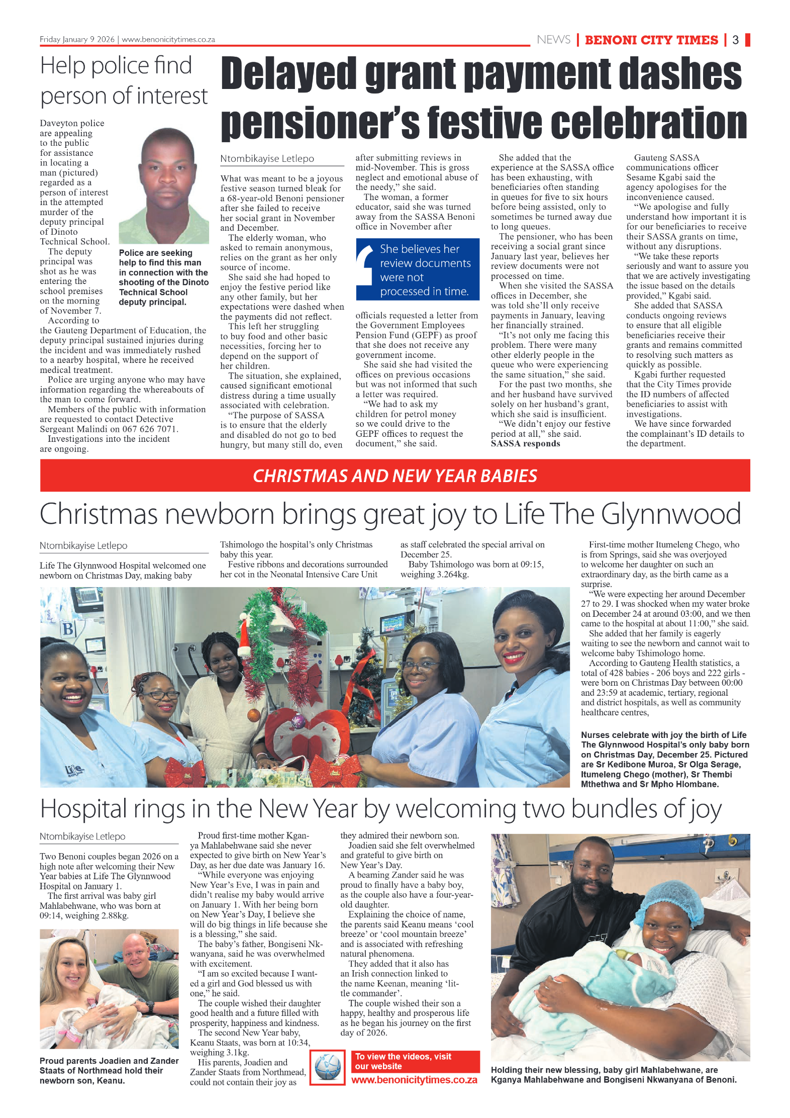Benoni City Times 9 January 2026 page 3