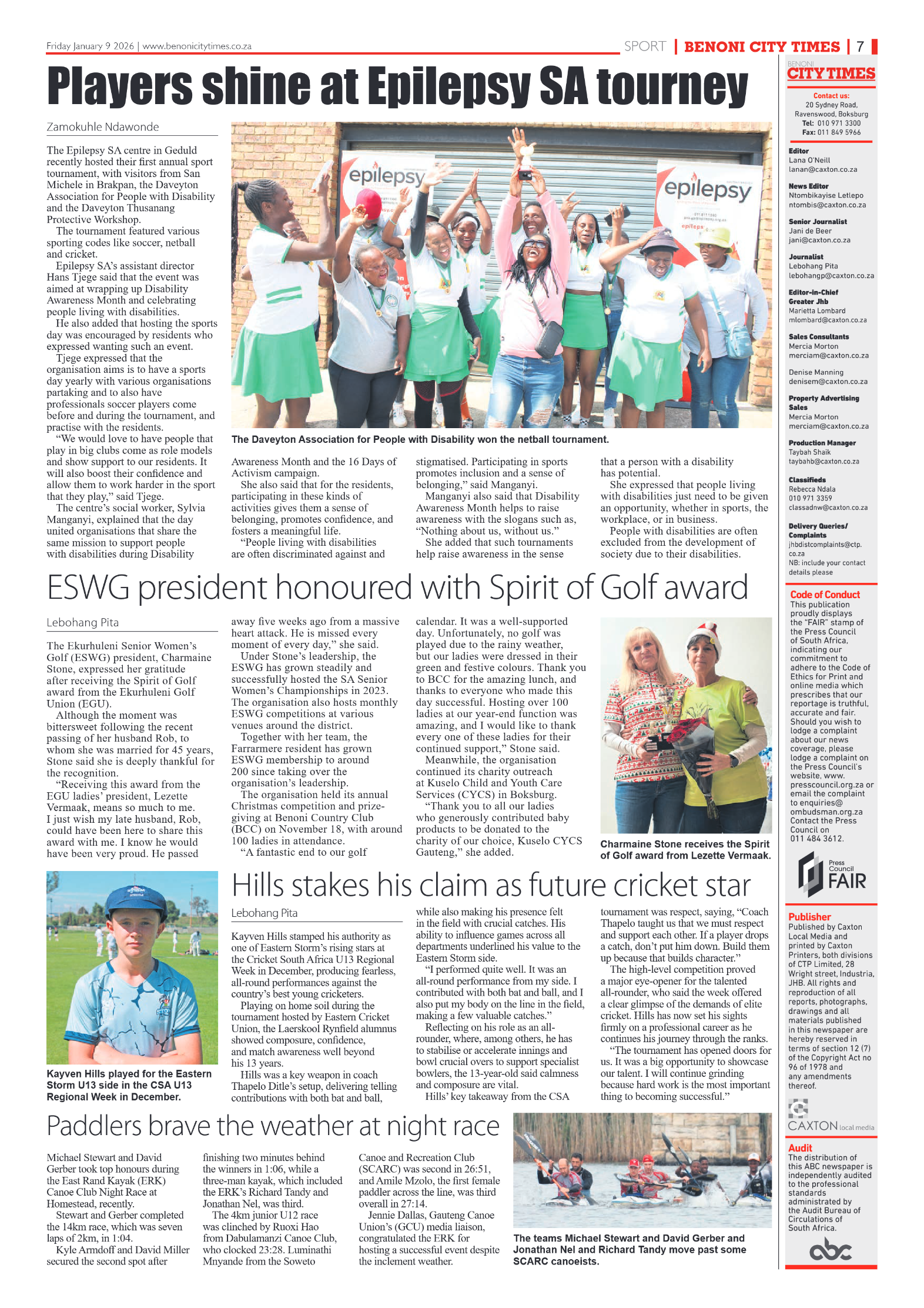Benoni City Times 9 January 2026 page 7