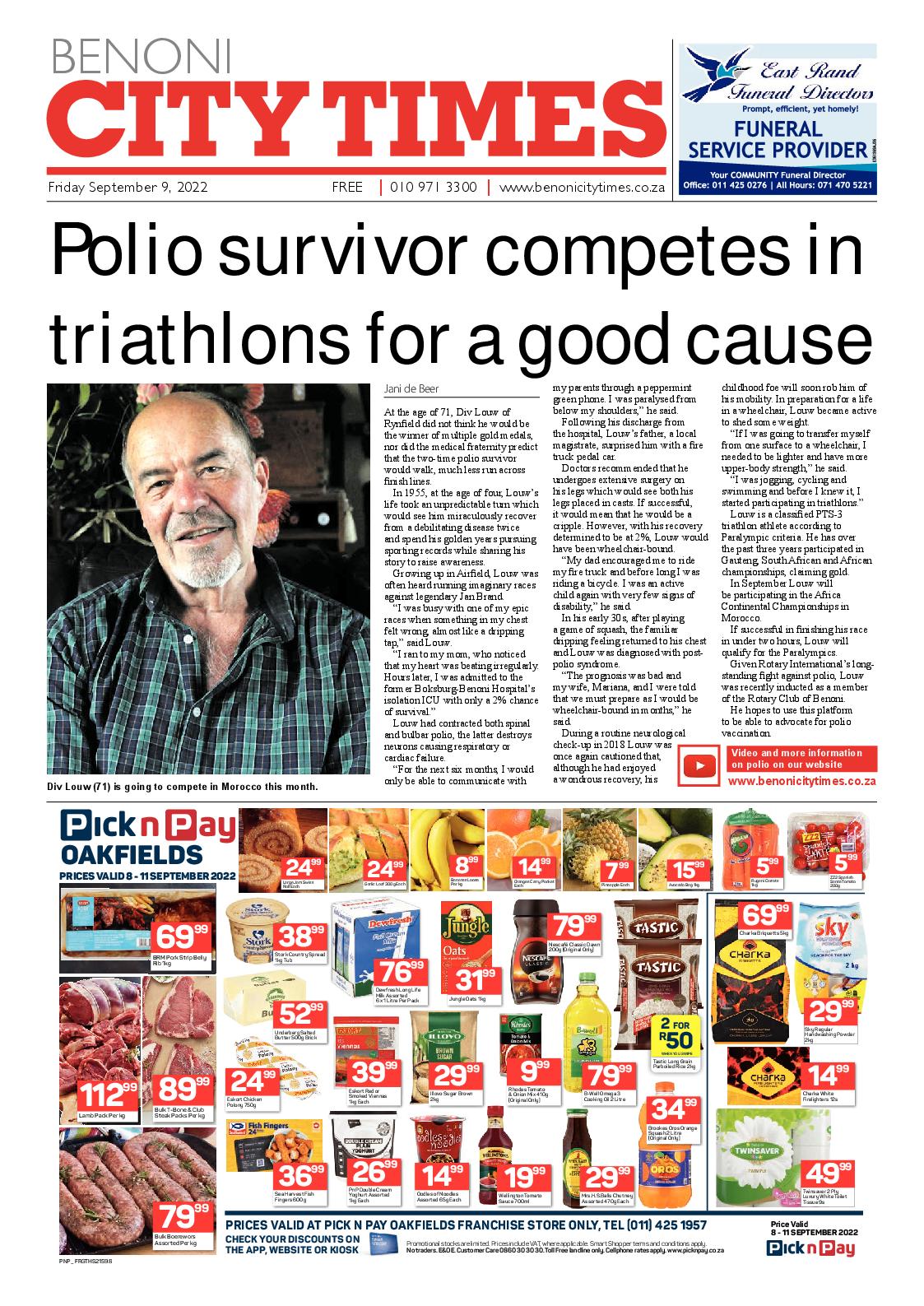 Benoni City Times 9 September 2022 page 1