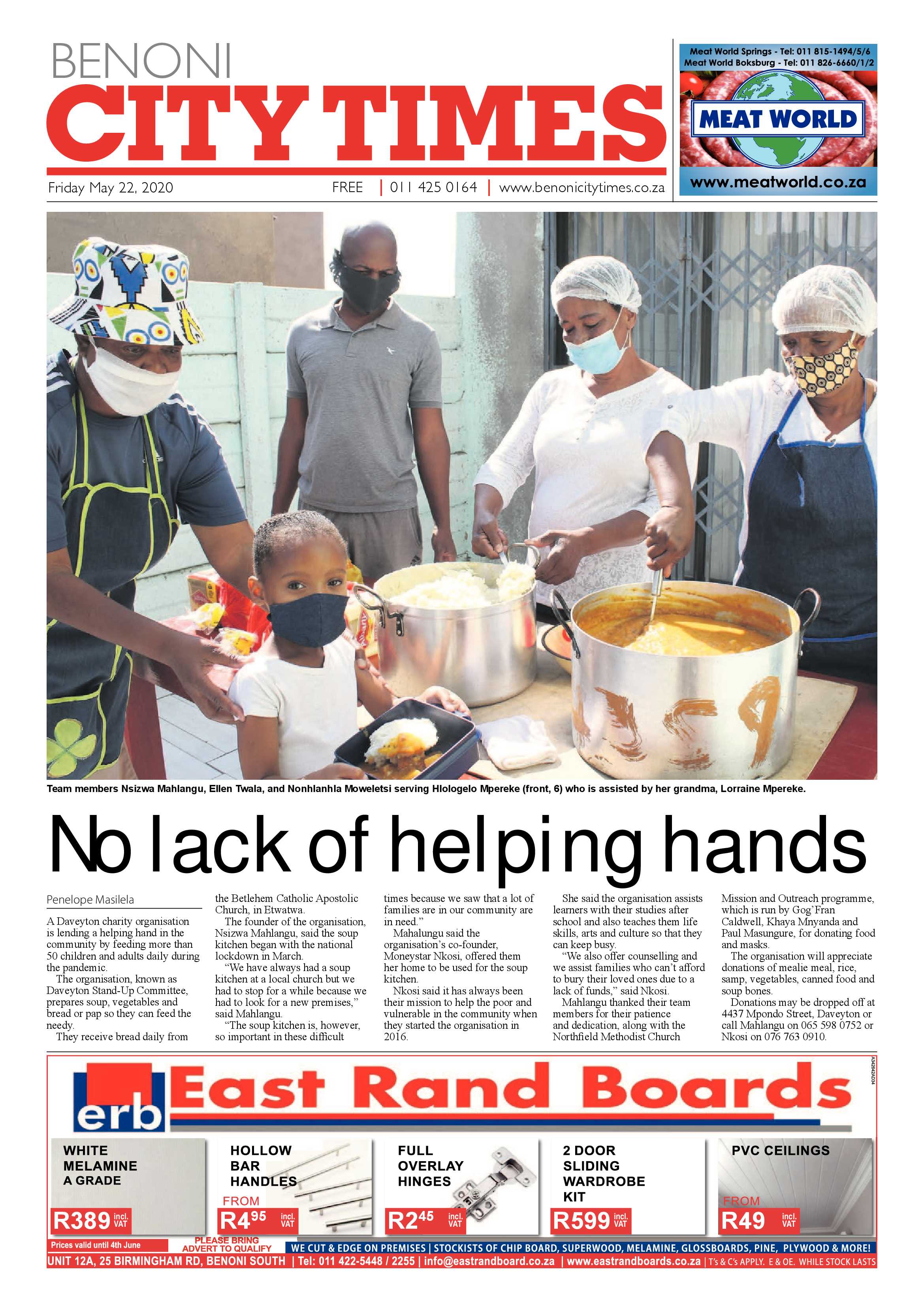 Benoni City Times  21 May 2020 page 1