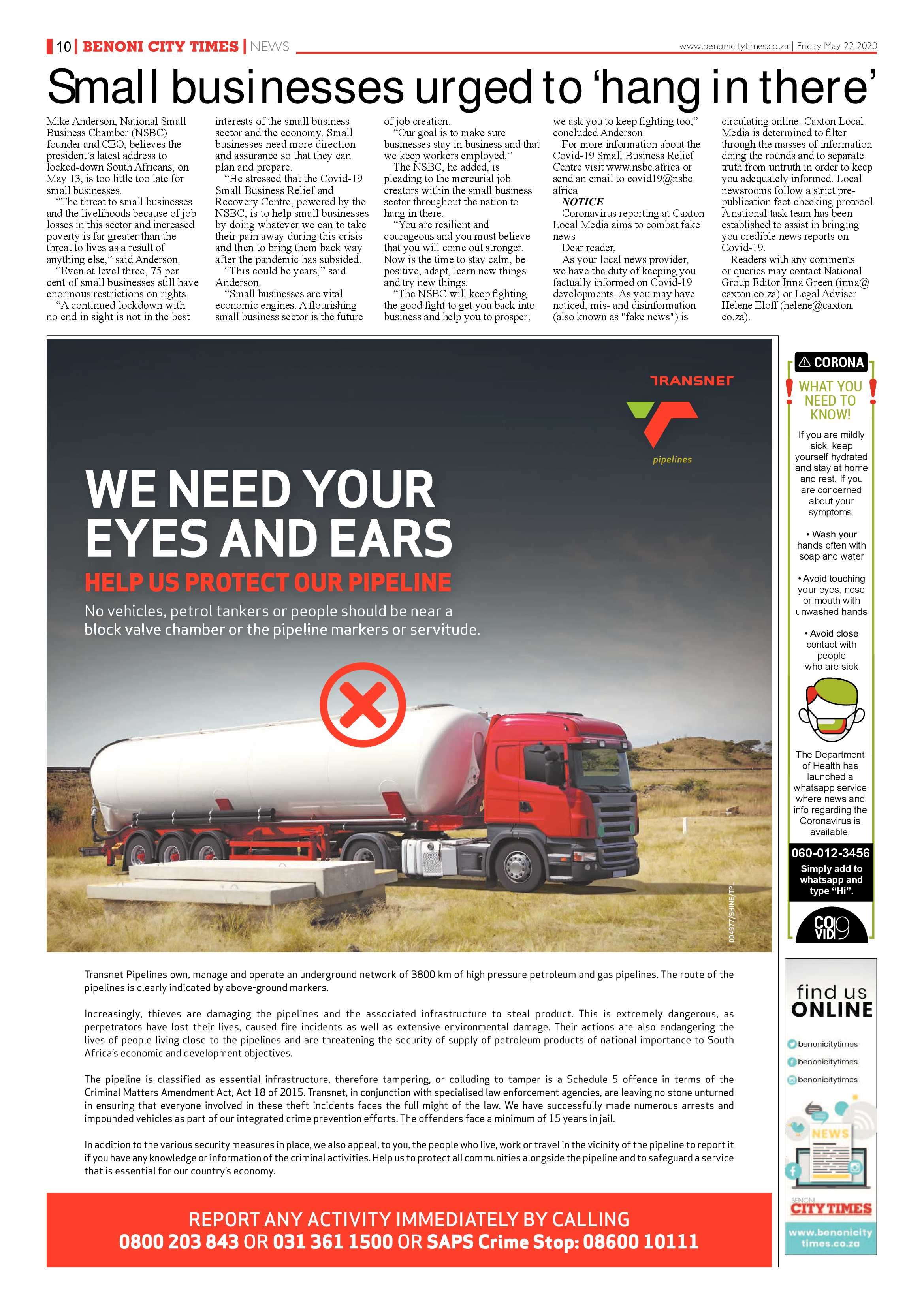 Benoni City Times  21 May 2020 page 10