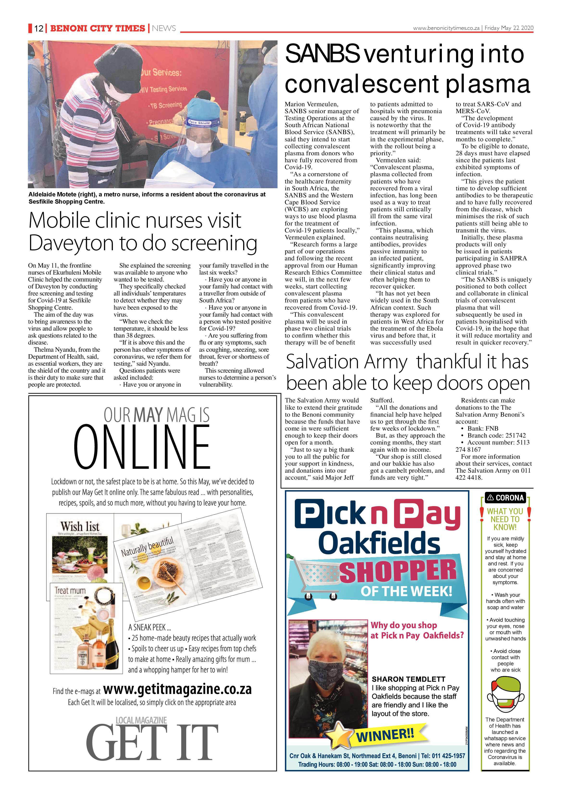 Benoni City Times  21 May 2020 page 12