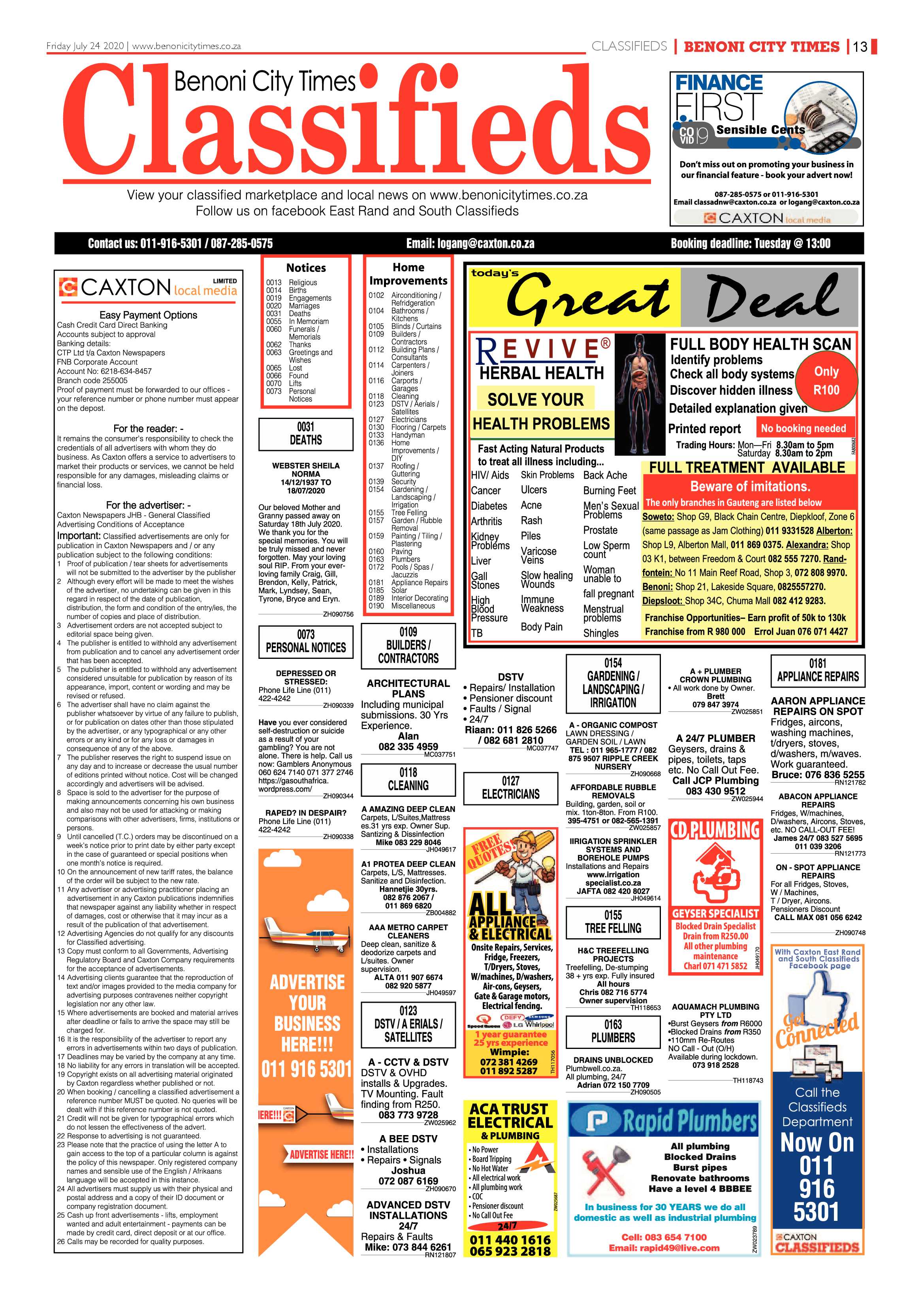 Benoni City Times  July 23 2020 page 13