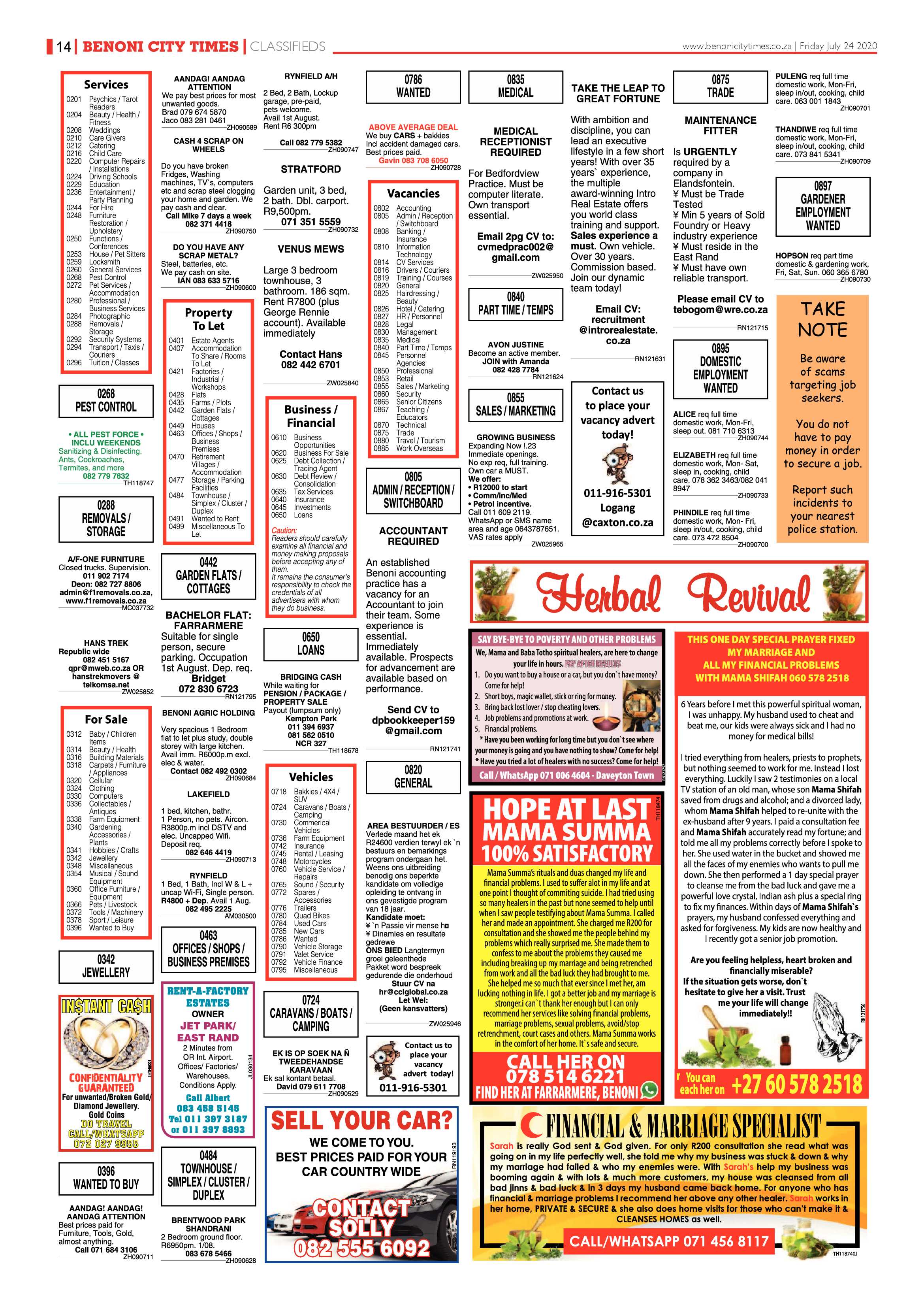 Benoni City Times  July 23 2020 page 14