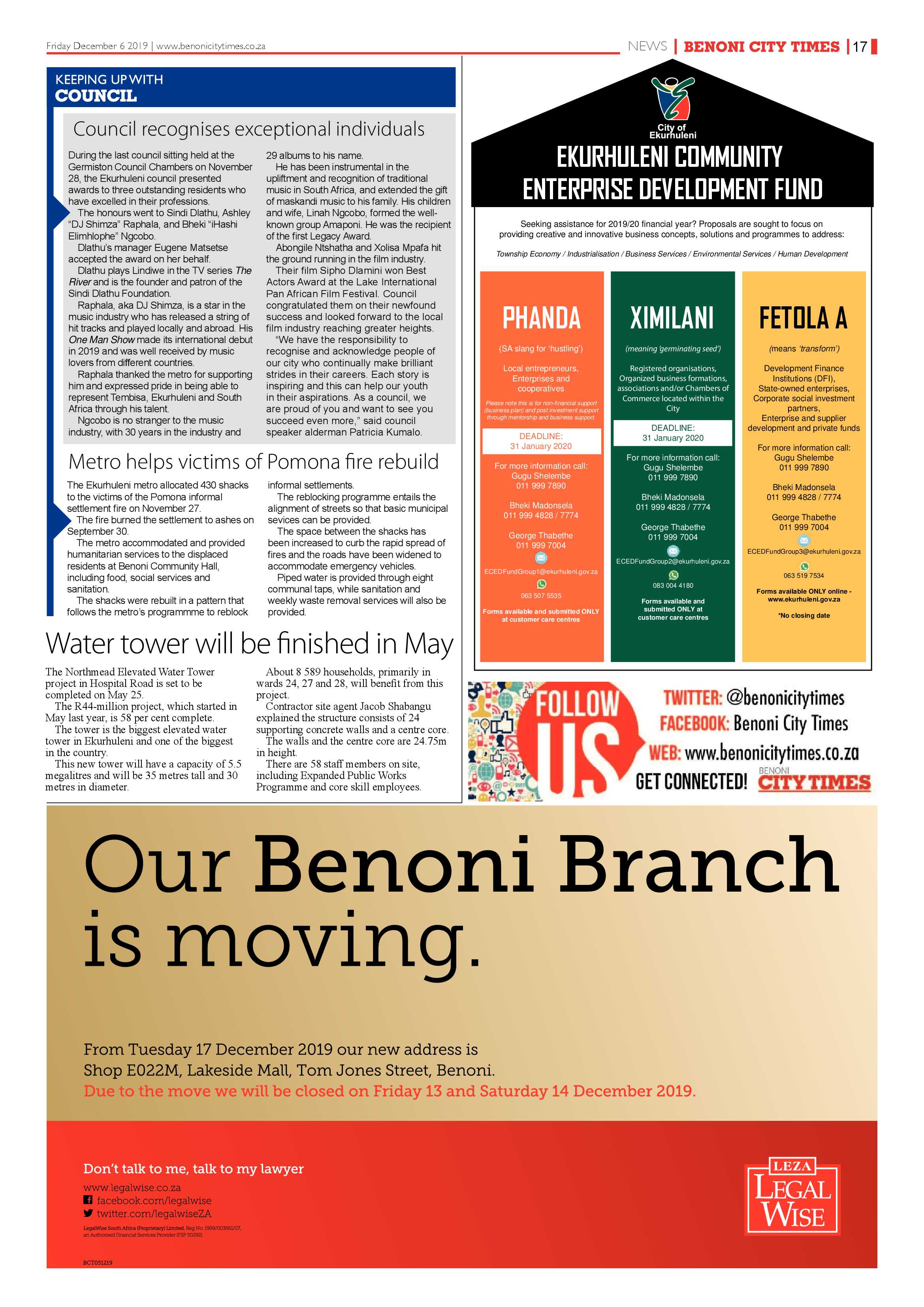Benoni City times 05 December 2019 page 17