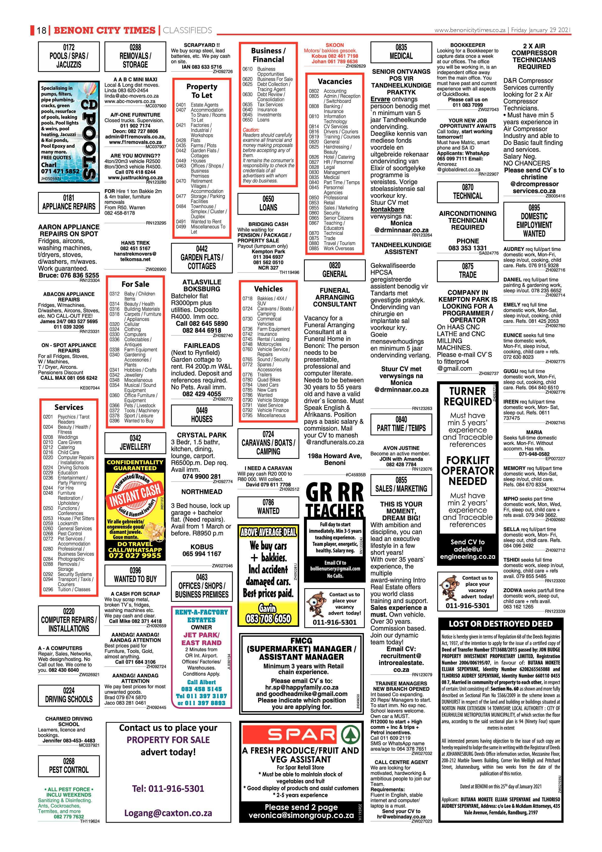 Benoni City times 28 January 2021 page 18