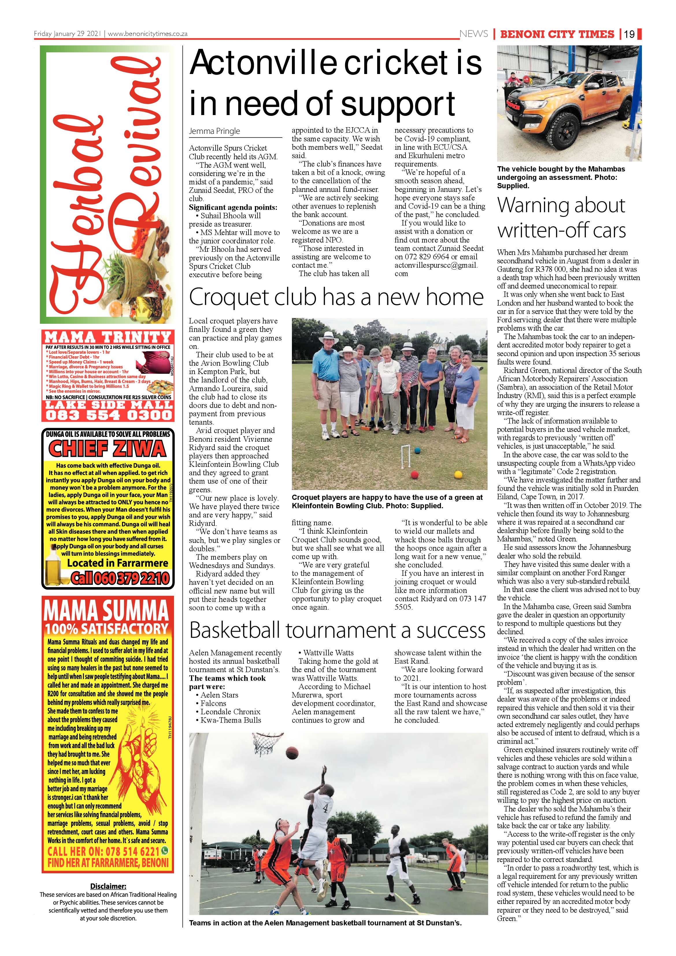 Benoni City times 28 January 2021 page 19