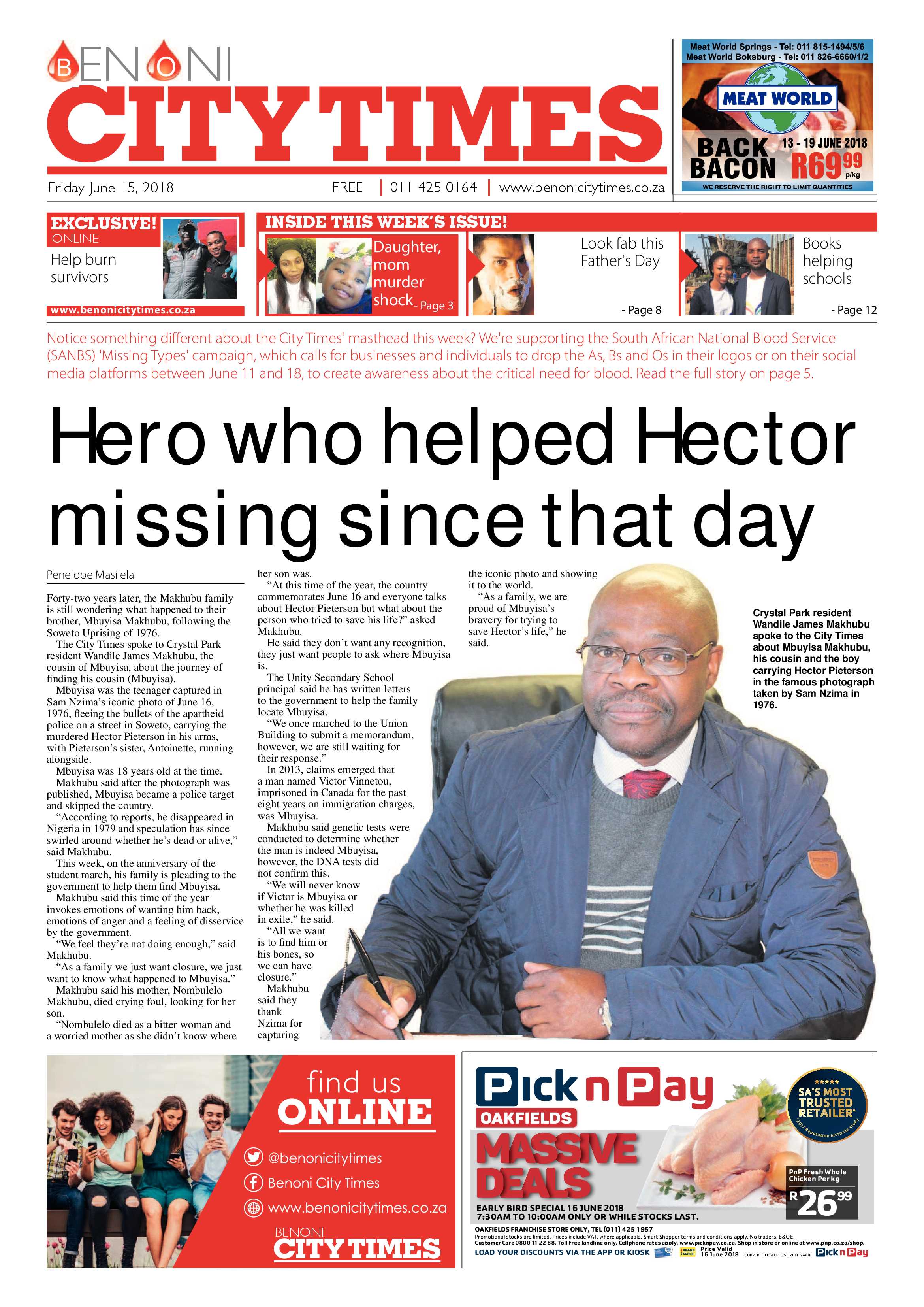 Benoni City Times 14 June 2018 page 1