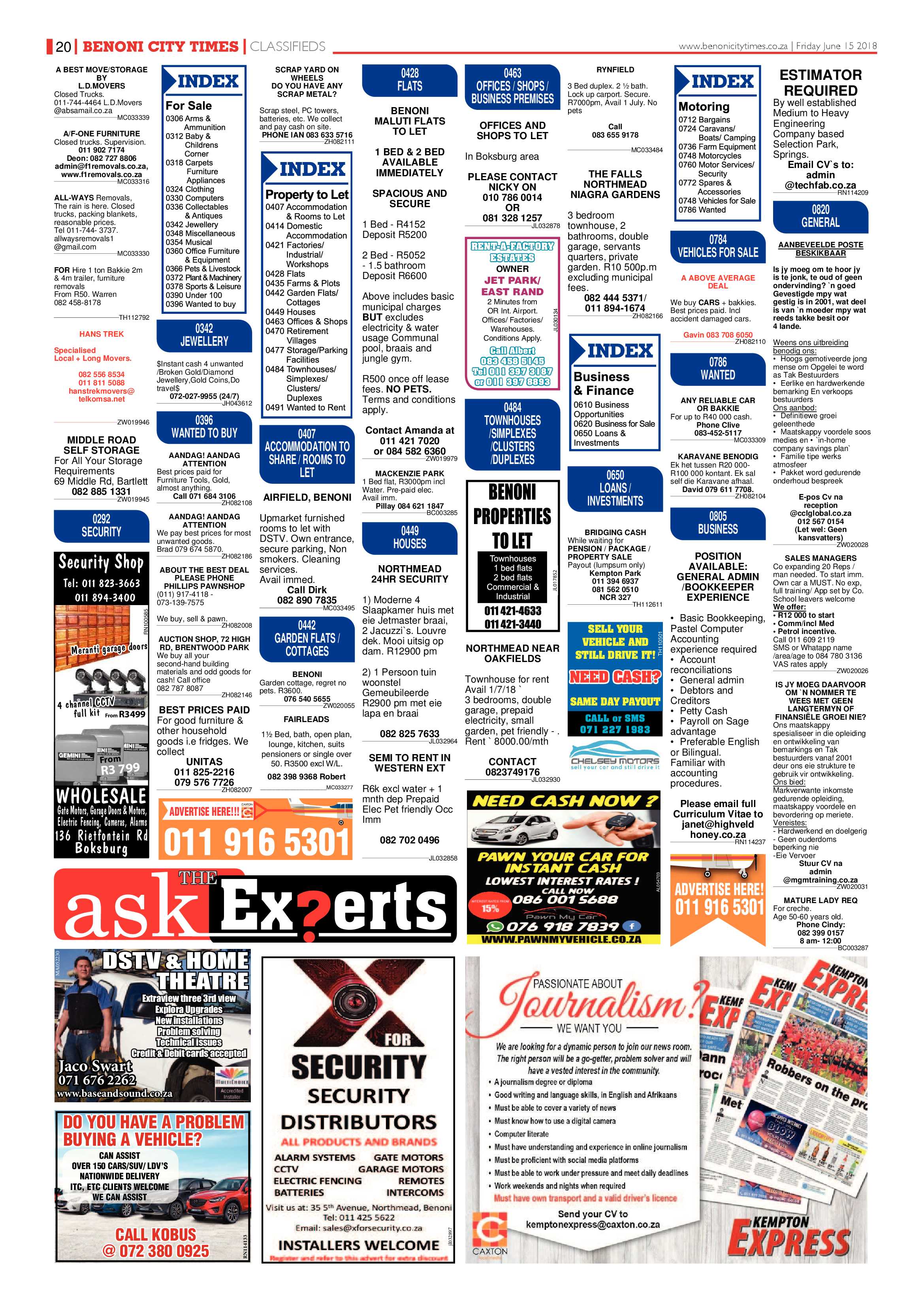 Benoni City Times 14 June 2018 page 20